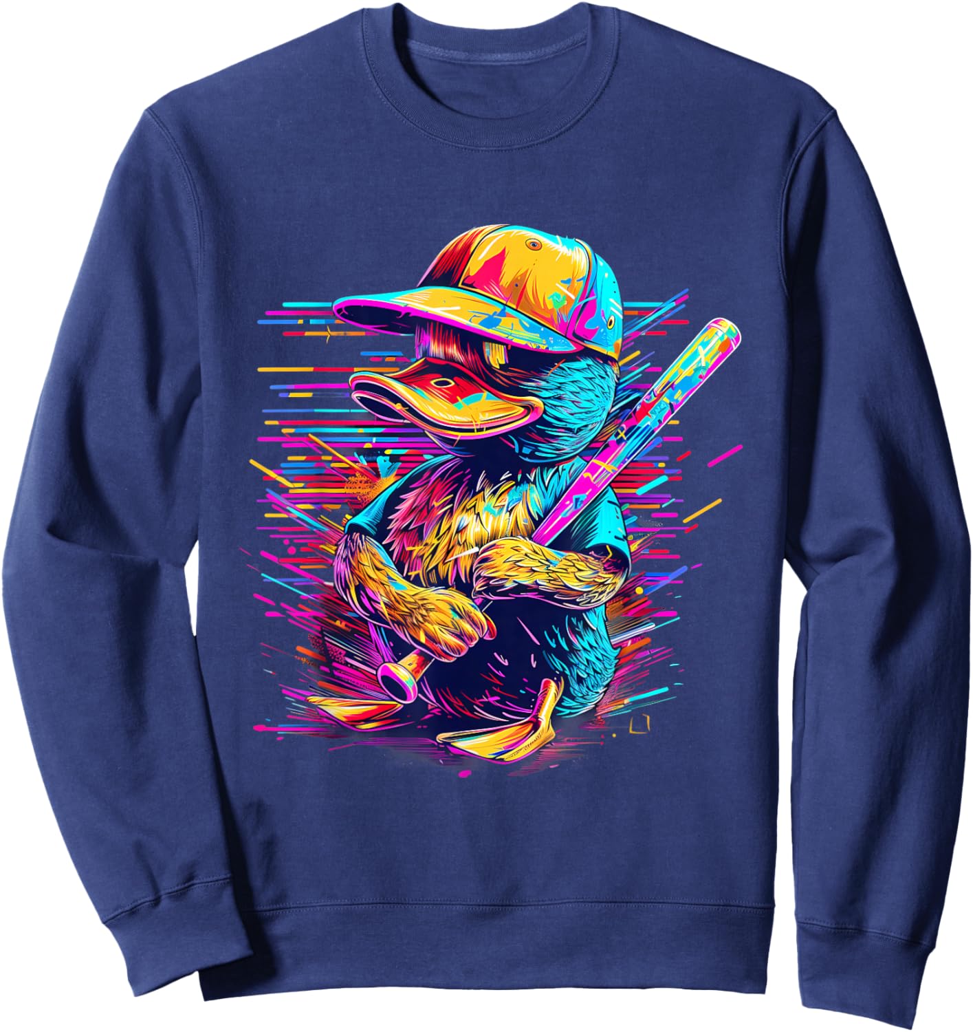 Rubber Duck Rubber Duckie Baseball Player Rubber Duck Lover Sweatshirt - Sweatshirt | Navy