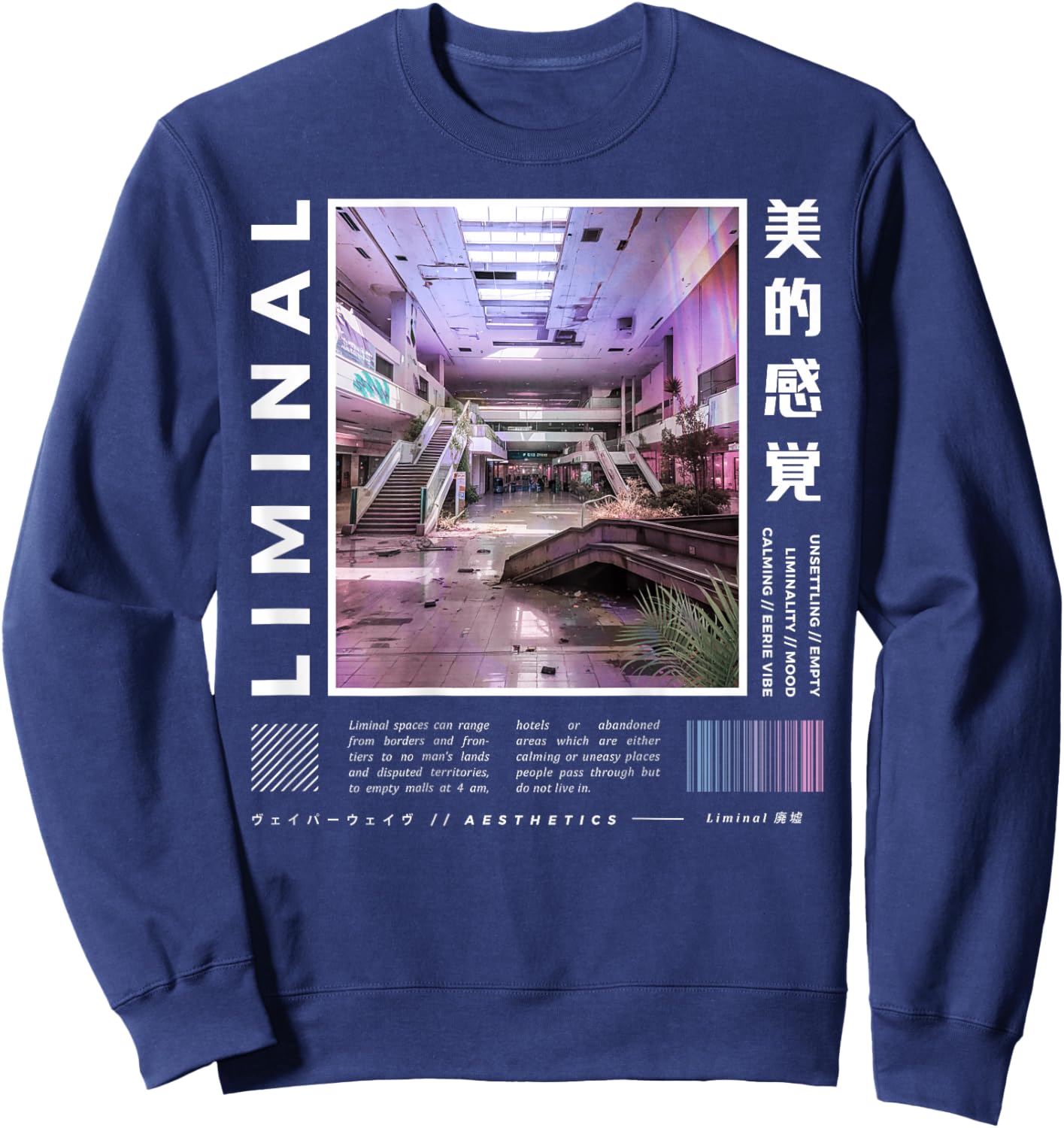 Liminal Spaces (BackPrint) Vaporwave Backrooms Pastel Goth Sweatshirt - Sweatshirt | Navy