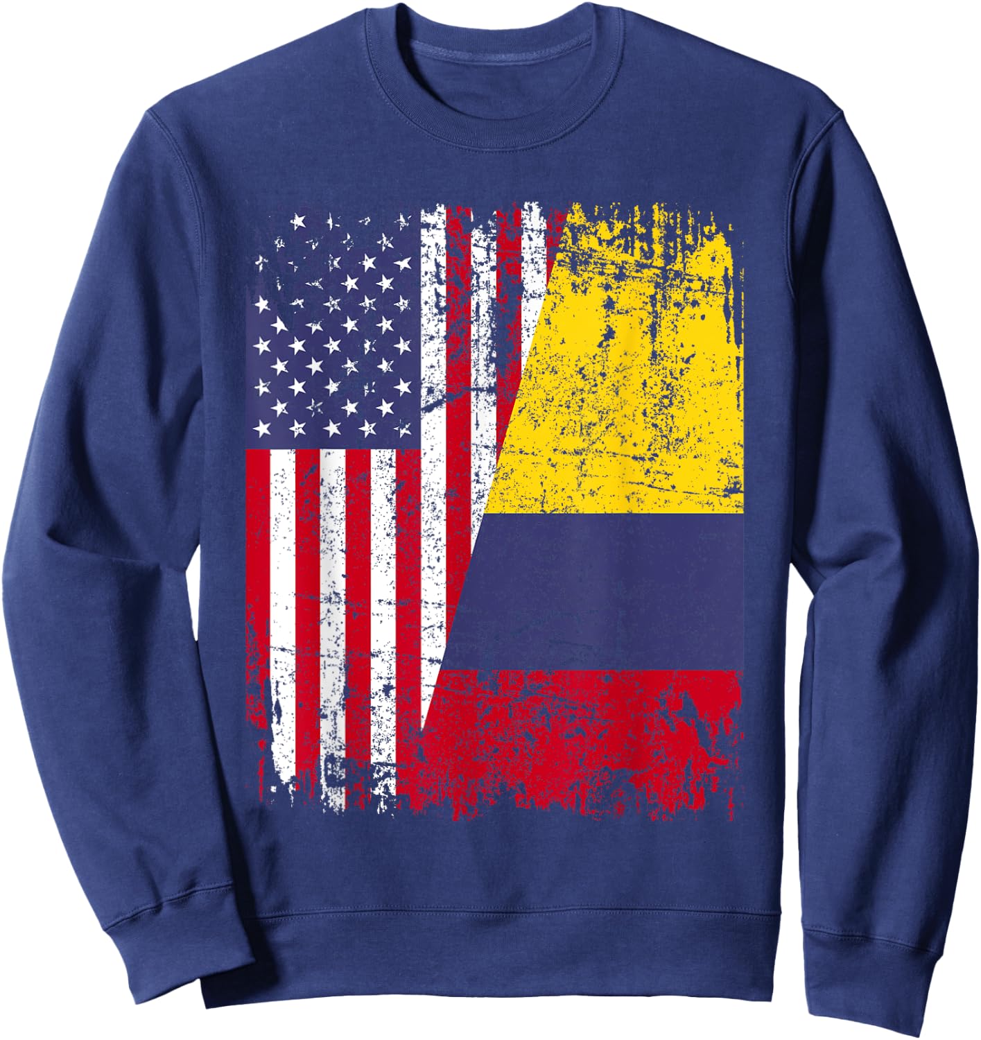 COLOMBIAN ROOTS | Half American Flag | COLOMBIA Women Kids Men Sweatshirt - Sweatshirt | Navy