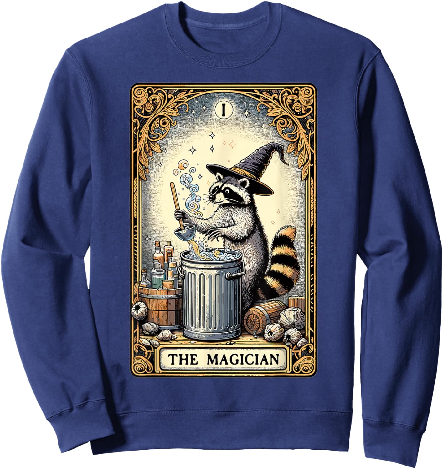 Tarotkarte Waschbär der Magier Hexerei Okkulter Waschbär Sweatshirt - Sweatshirt | Navy