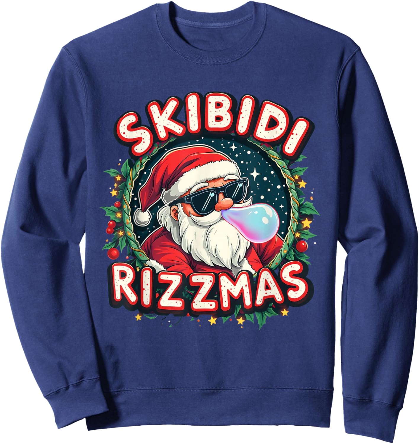 Skibidi Rizzmass Celebration Merry Christmas Funny Santa Sweatshirt - Sweatshirt | Navy