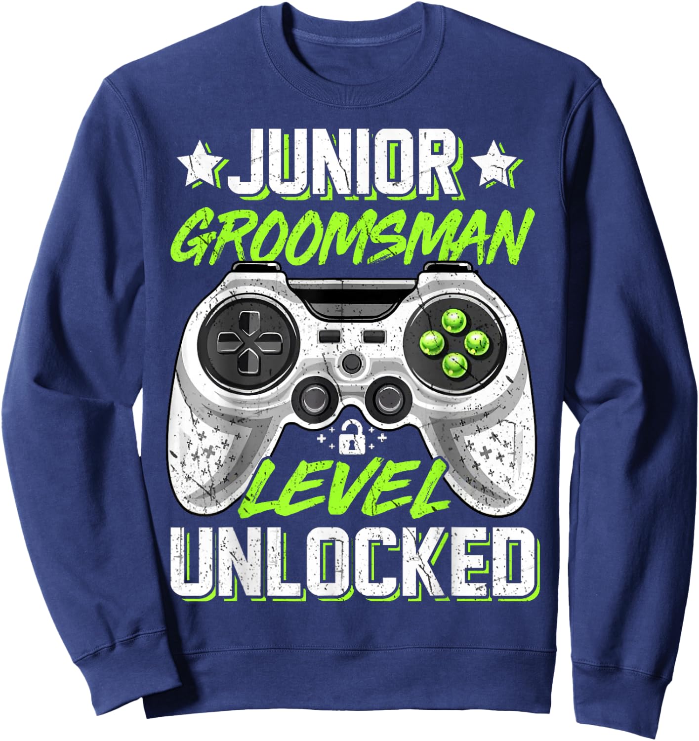 Gamer Junior Groomsman Level Unlocked Video Gaming Wedding Sweatshirt - Sweatshirt | Navy
