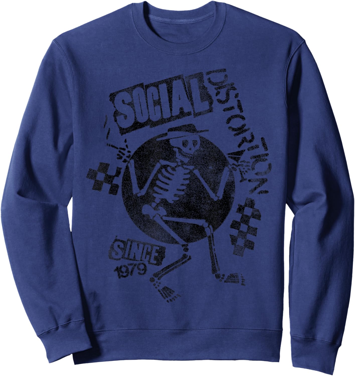 Offizielles Social Distortion Black Spray Skelly Sweatshirt - Sweatshirt | Navy