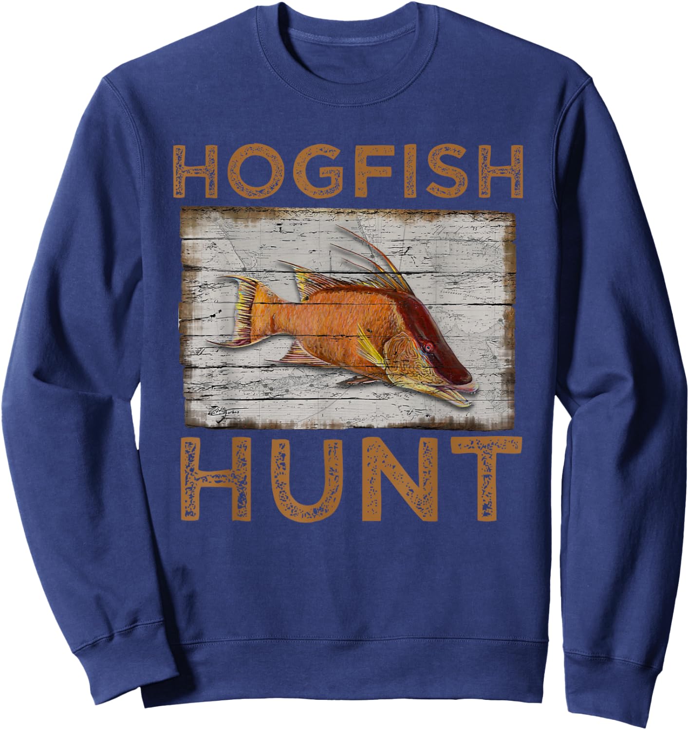 Hogfish Hunt | Funny Spearfishing Gift | Florida Fishing Sweatshirt - Sweatshirt | Navy