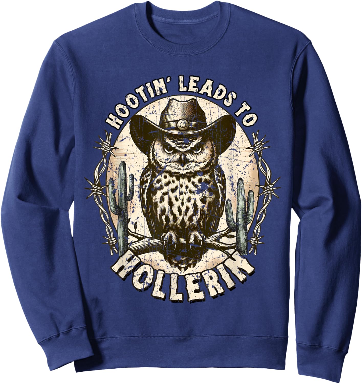 Hootin' Leads To Hollerin' Groovy Sweatshirt - Sweatshirt | Navy