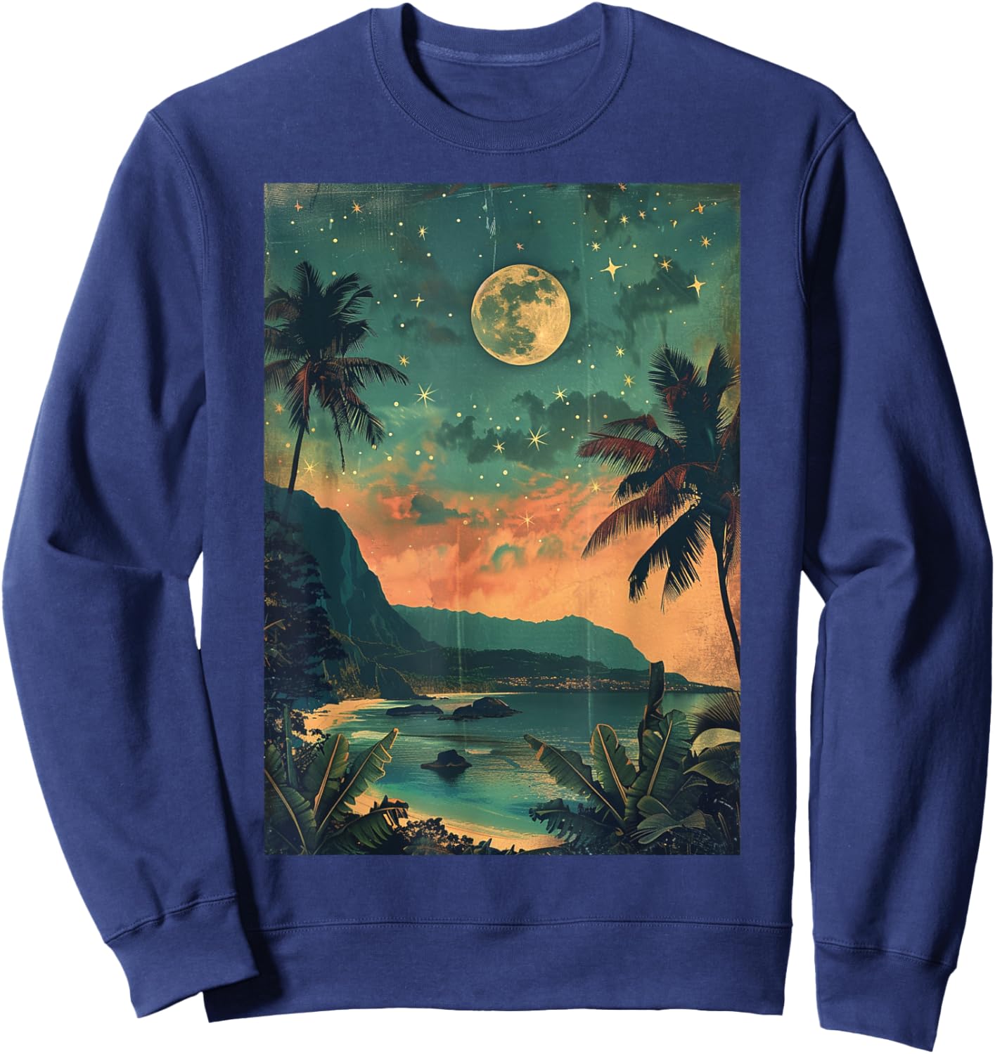Vintage Hawaii Travel Kauai Beach Nature Scenery Men Women Kids Sweatshirt - Sweatshirt | Navy