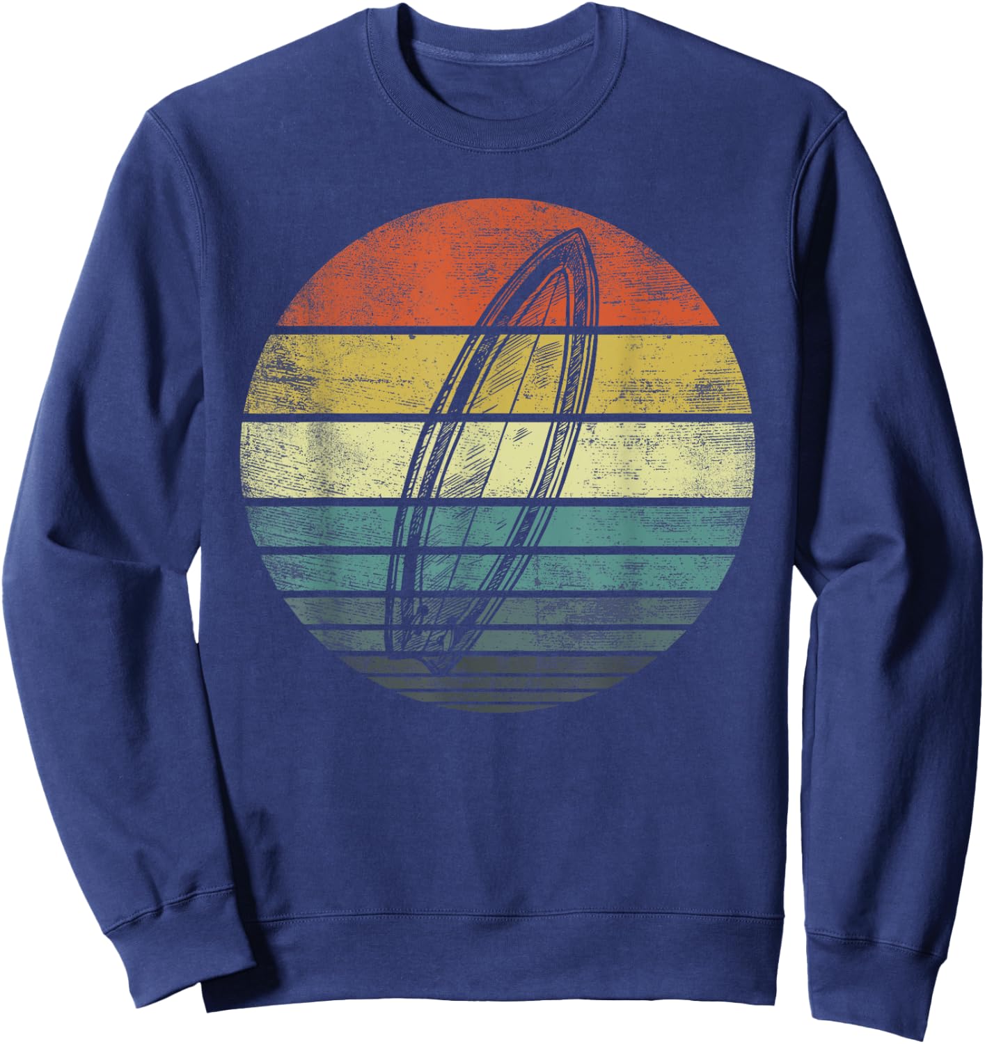Surfer Gifts Retro Sunset Surfboard Silhouette Surfing Gifts Sweatshirt - Sweatshirt | Navy