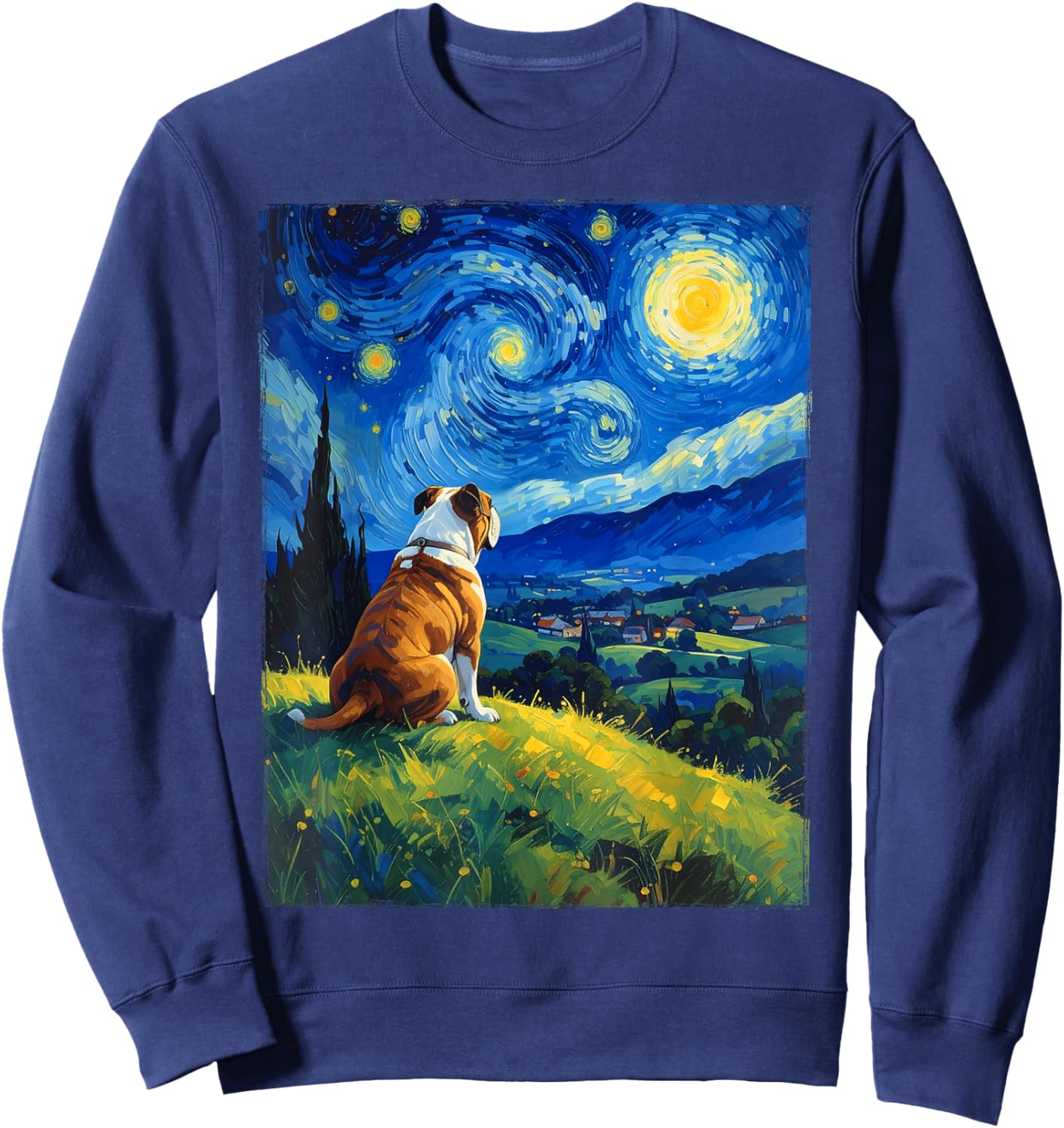 Bulldog Van Gogh Starry Night Sweatshirt - Sweatshirt | Navy