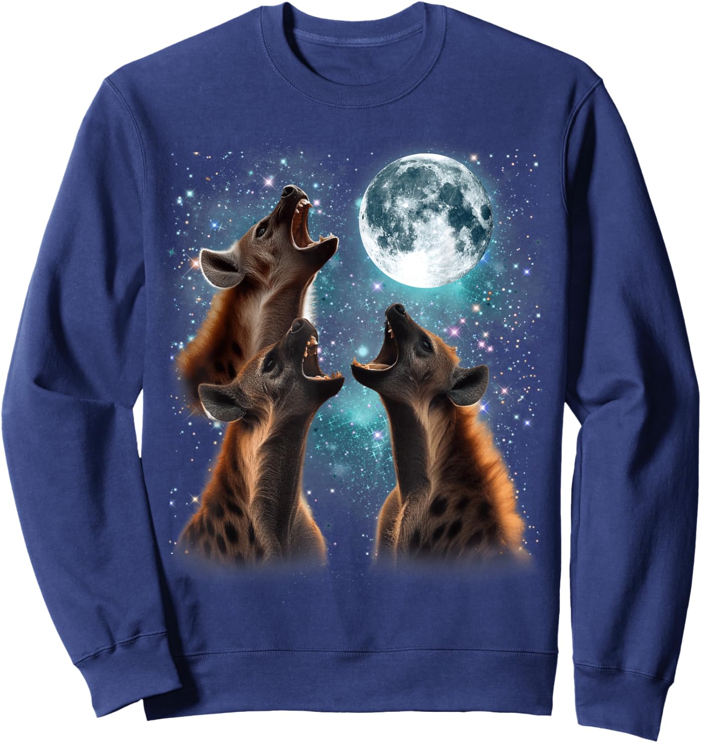 3 Hyena Moon Howling Hyena Head Funny , Women, Kid Sweatshirt - Sweatshirt | Navy