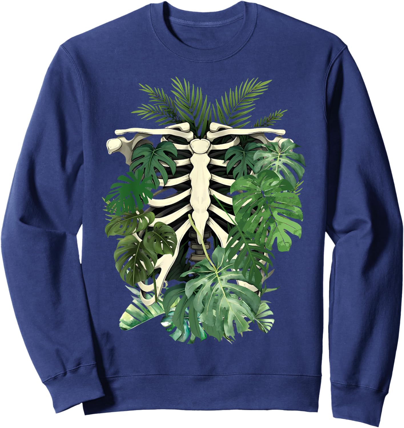 Skeleton Plant Body Monstera Leaf Plant Mom Gardening Women Sweatshirt - Sweatshirt | Navy