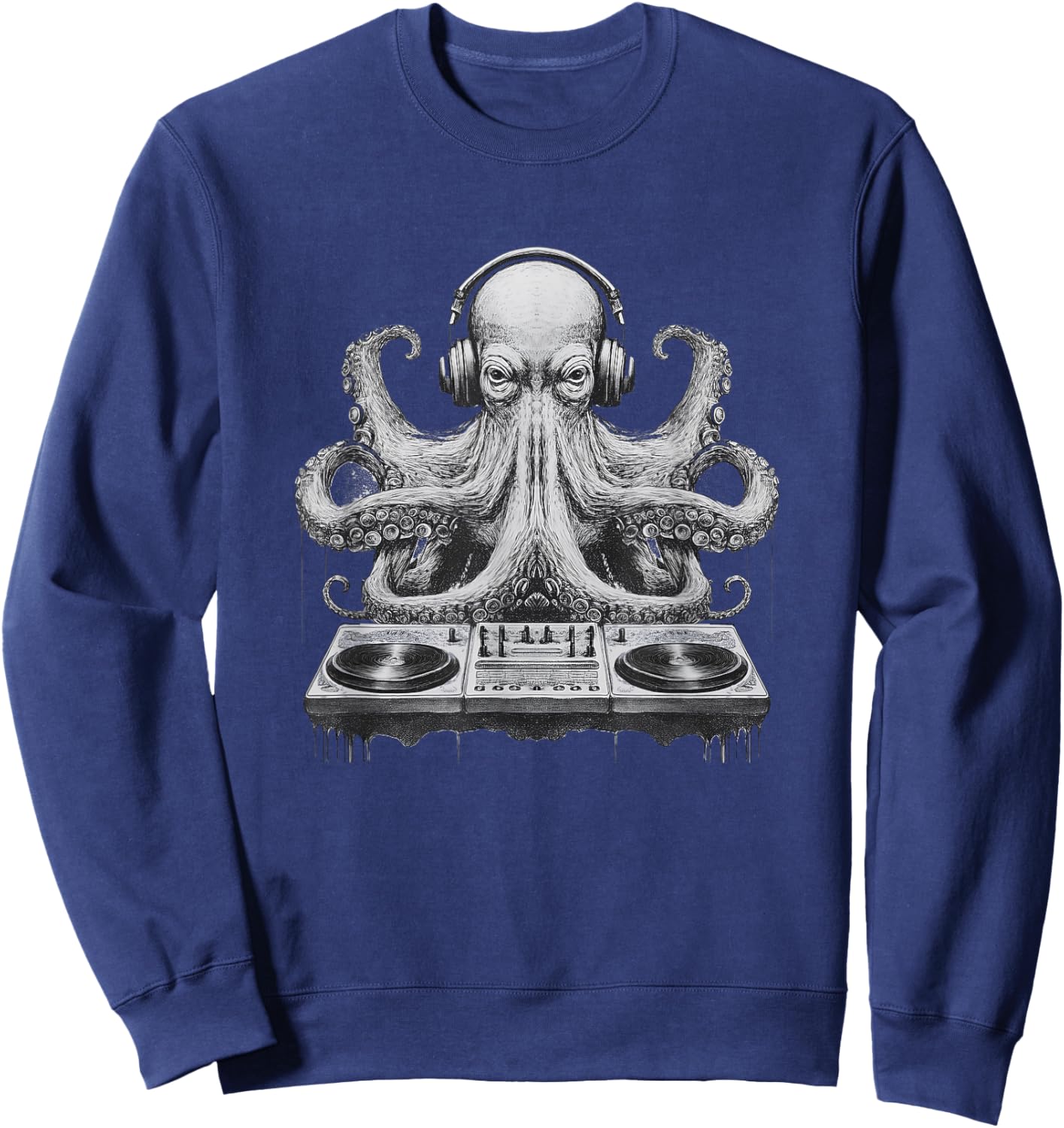 Octopus DJ Partying Kraken Tentacles Rave Festival Party Sweatshirt - Sweatshirt | Navy