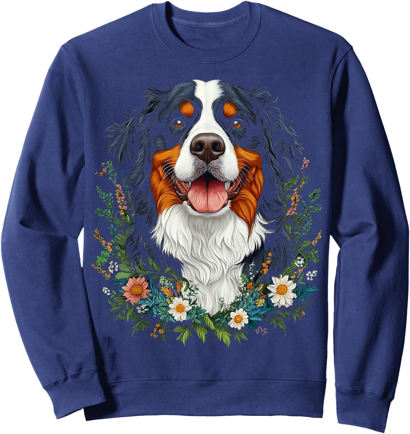 Bernese Mountain Dog Motif Pet Mandala Bernese Mountain Sweatshirt - Sweatshirt | Navy