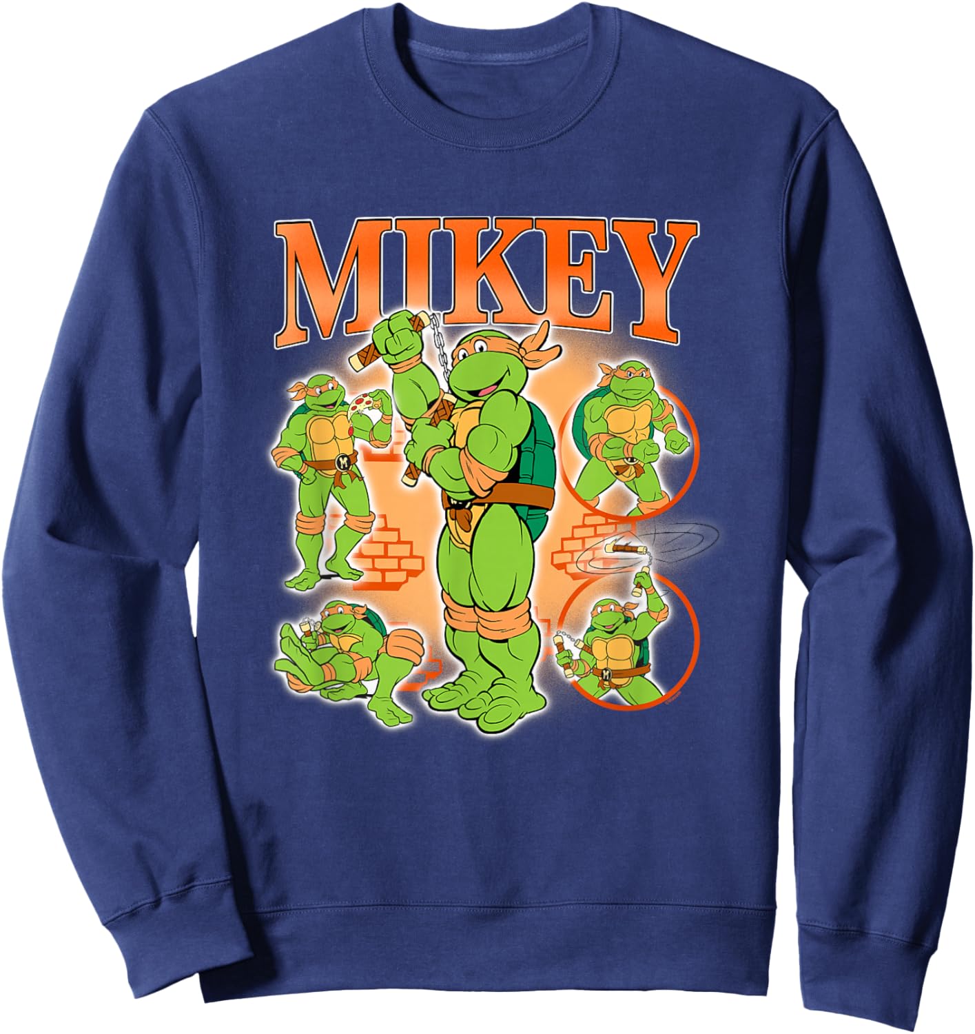 Teenage Mutant Ninja Turtles Mikey 90's Retro Collage Logo Sweatshirt - Sweatshirt | Navy