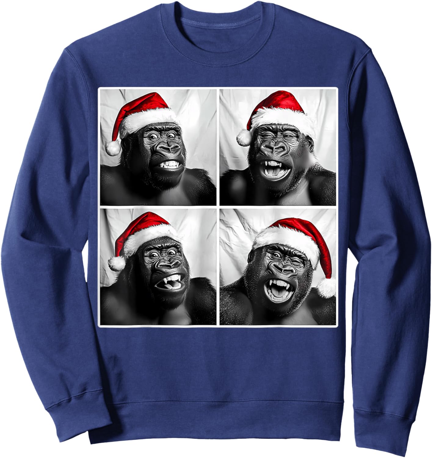 Funny Monkey Selfie Shirt Christmas Selfie Xmas Gorilla Meme Sweatshirt - Sweatshirt | Navy