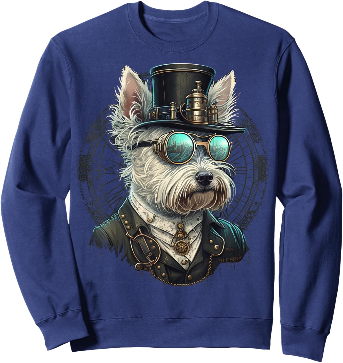 Westie Steampunk West Highland White Terrier Sweatshirt - Sweatshirt | Navy