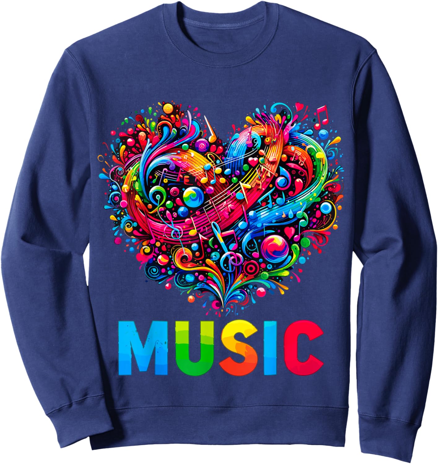 Music Heart Musician Music Notes Instrument Sweatshirt - Sweatshirt | Navy