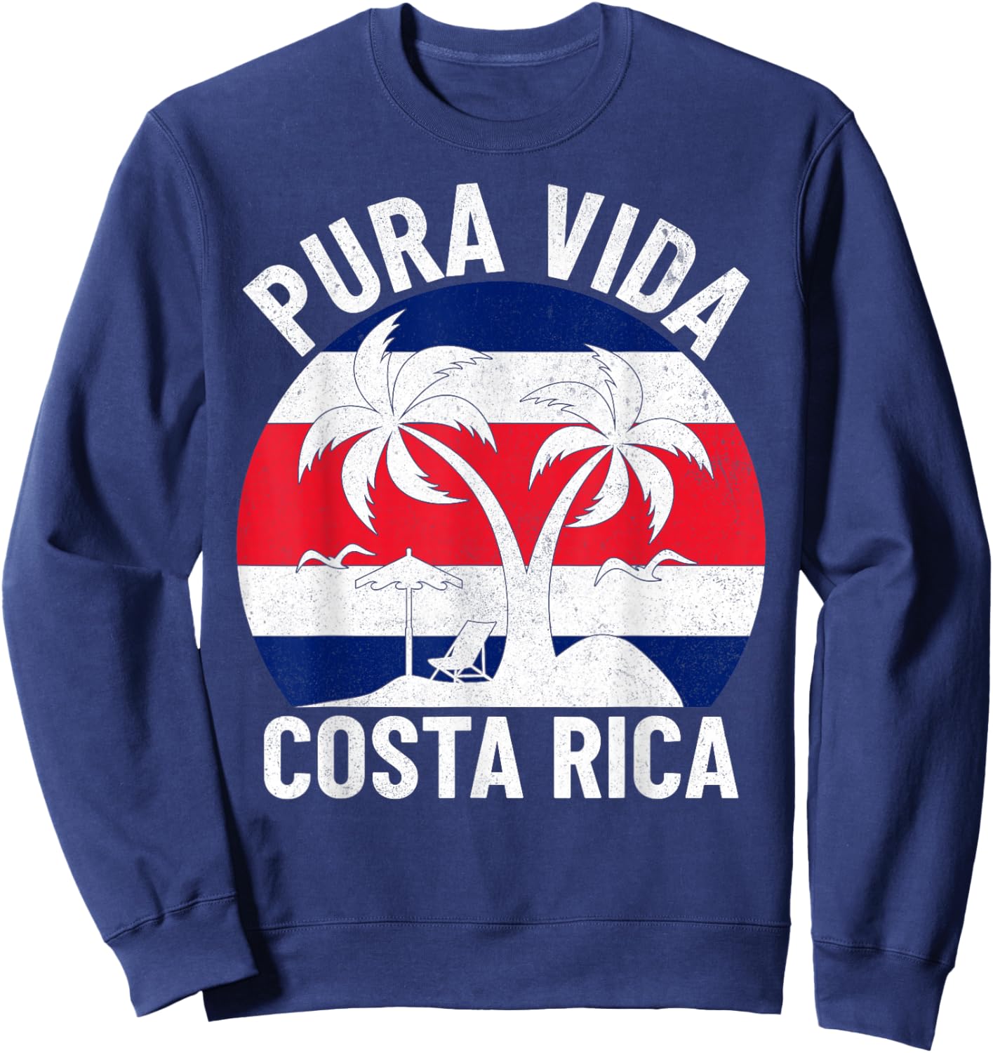 Vintage Costa Rica Flag Pura Vida Beach Summer Vacation Sweatshirt - Sweatshirt | Navy