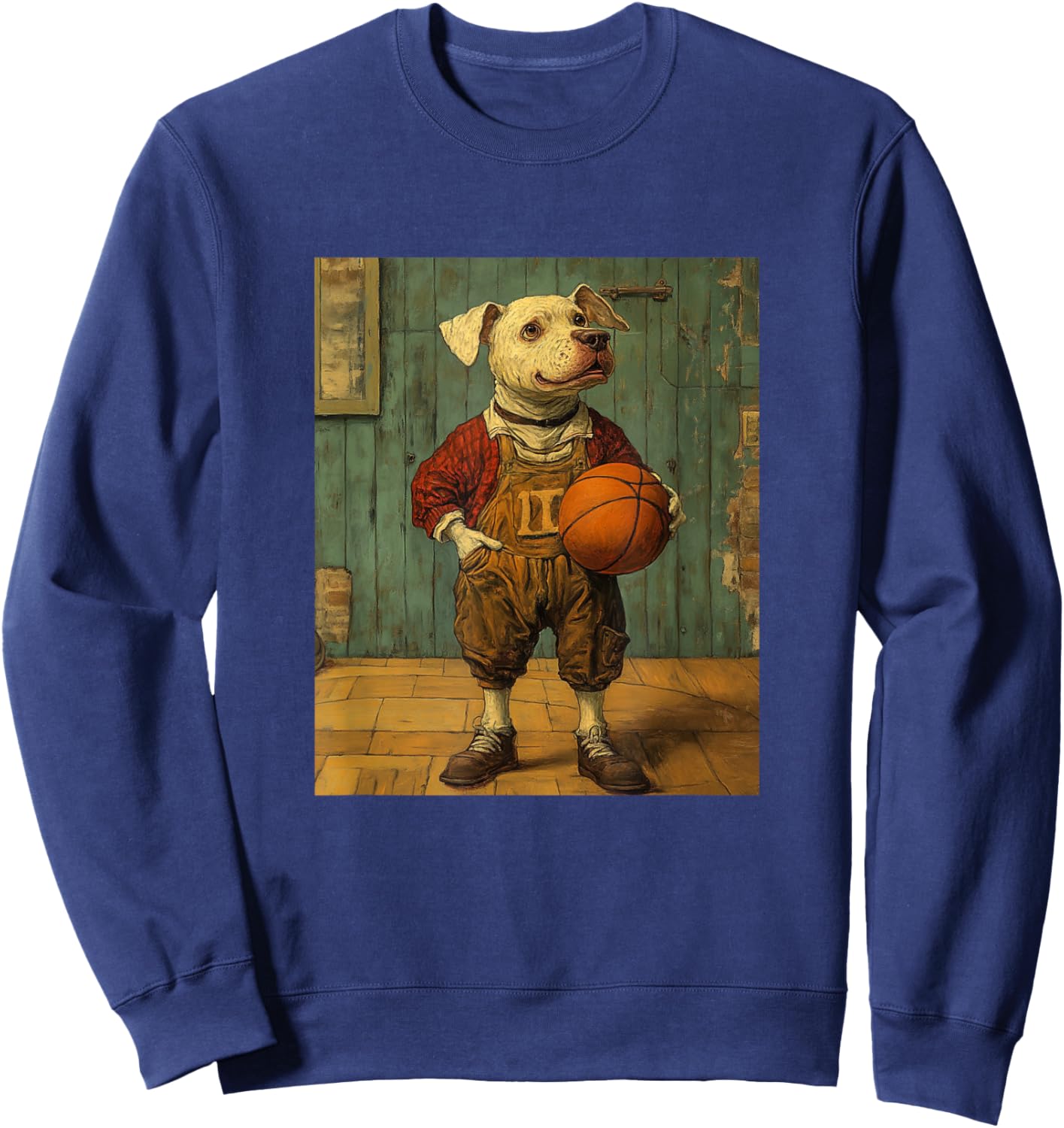 Funny Dog Playing Basketball Graphic Weird Dog Sweatshirt - Sweatshirt | Navy