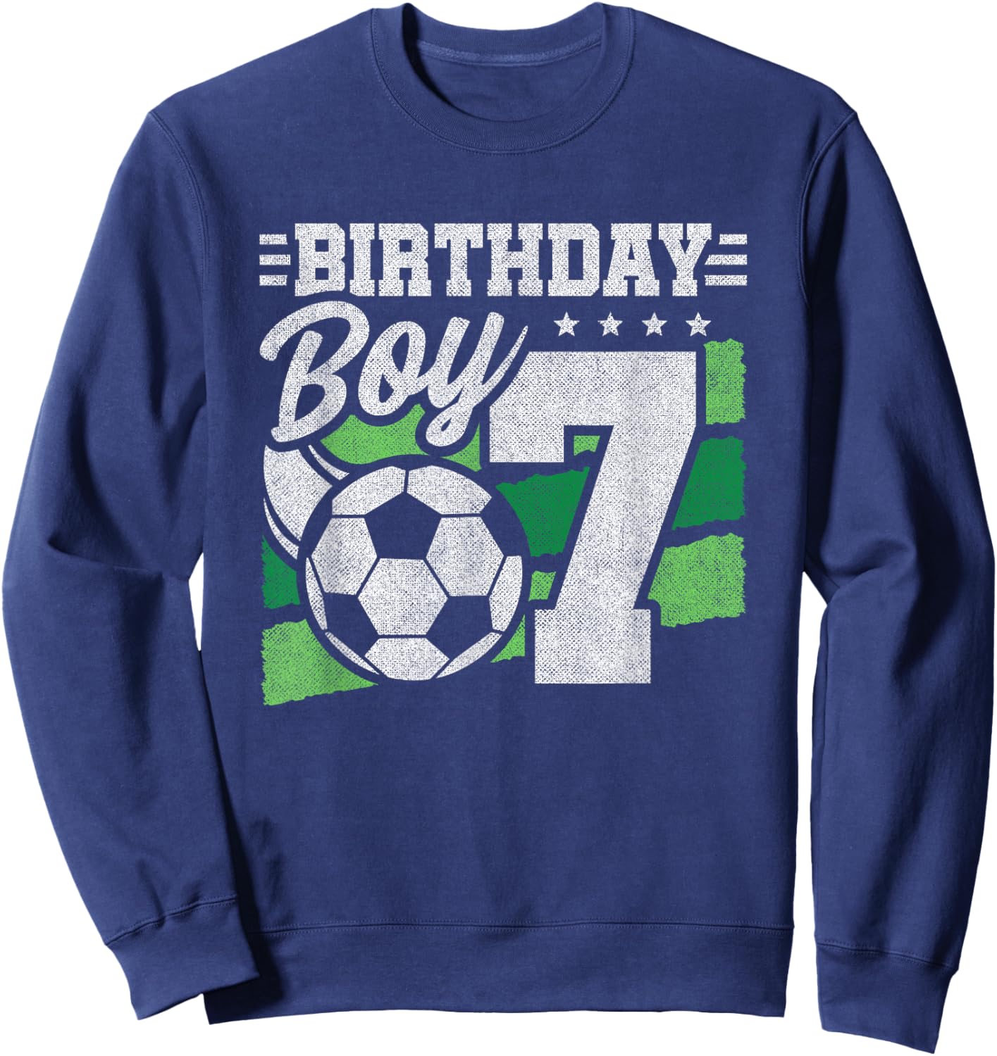 7 Year Old Soccer Birthday - Boys 7th Birthday Soccer Sweatshirt - Sweatshirt | Navy
