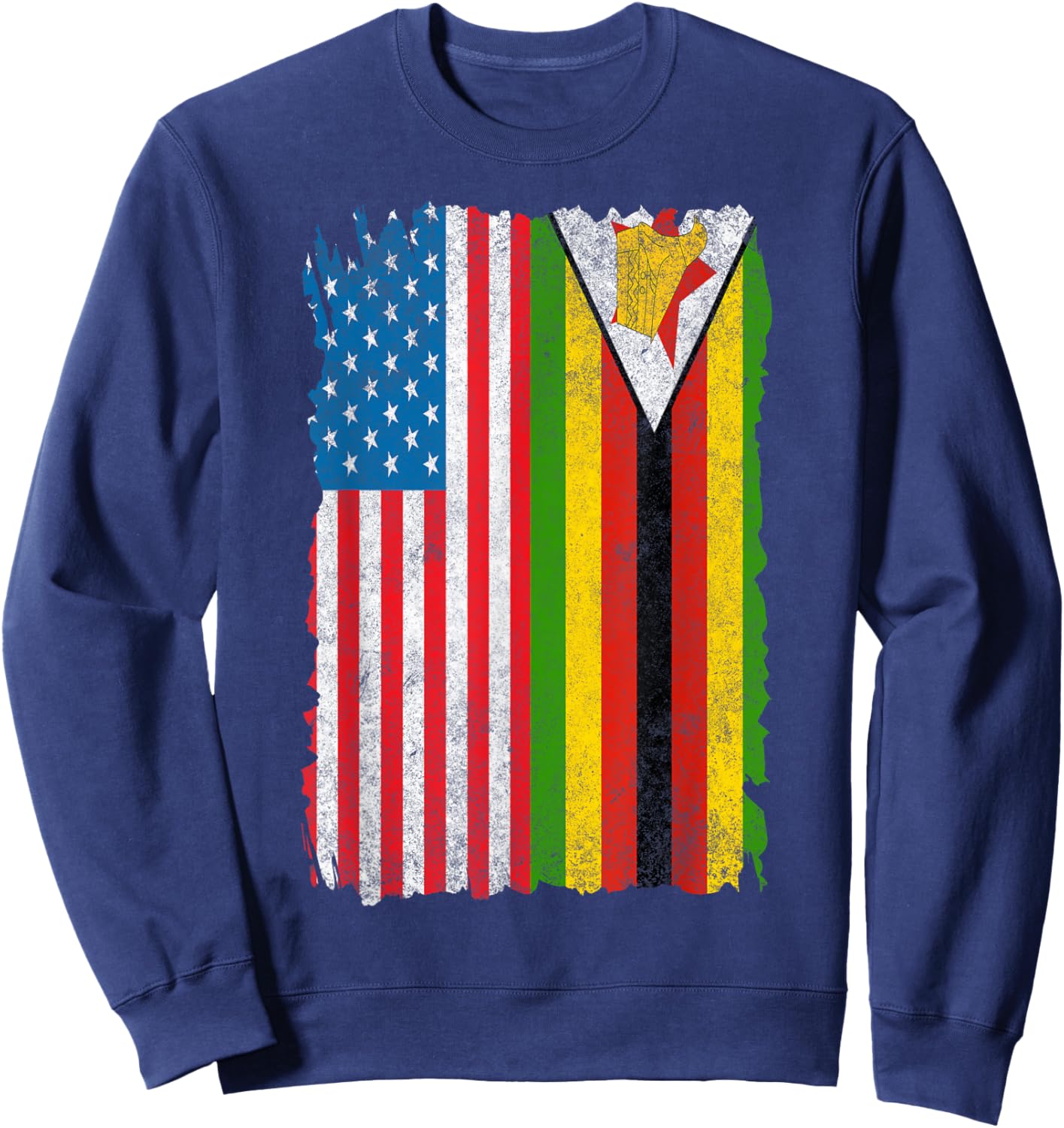 Proud Half American And Zimbabwean Zimbabwe Usa Vintage Flag Sweatshirt - Sweatshirt | Navy