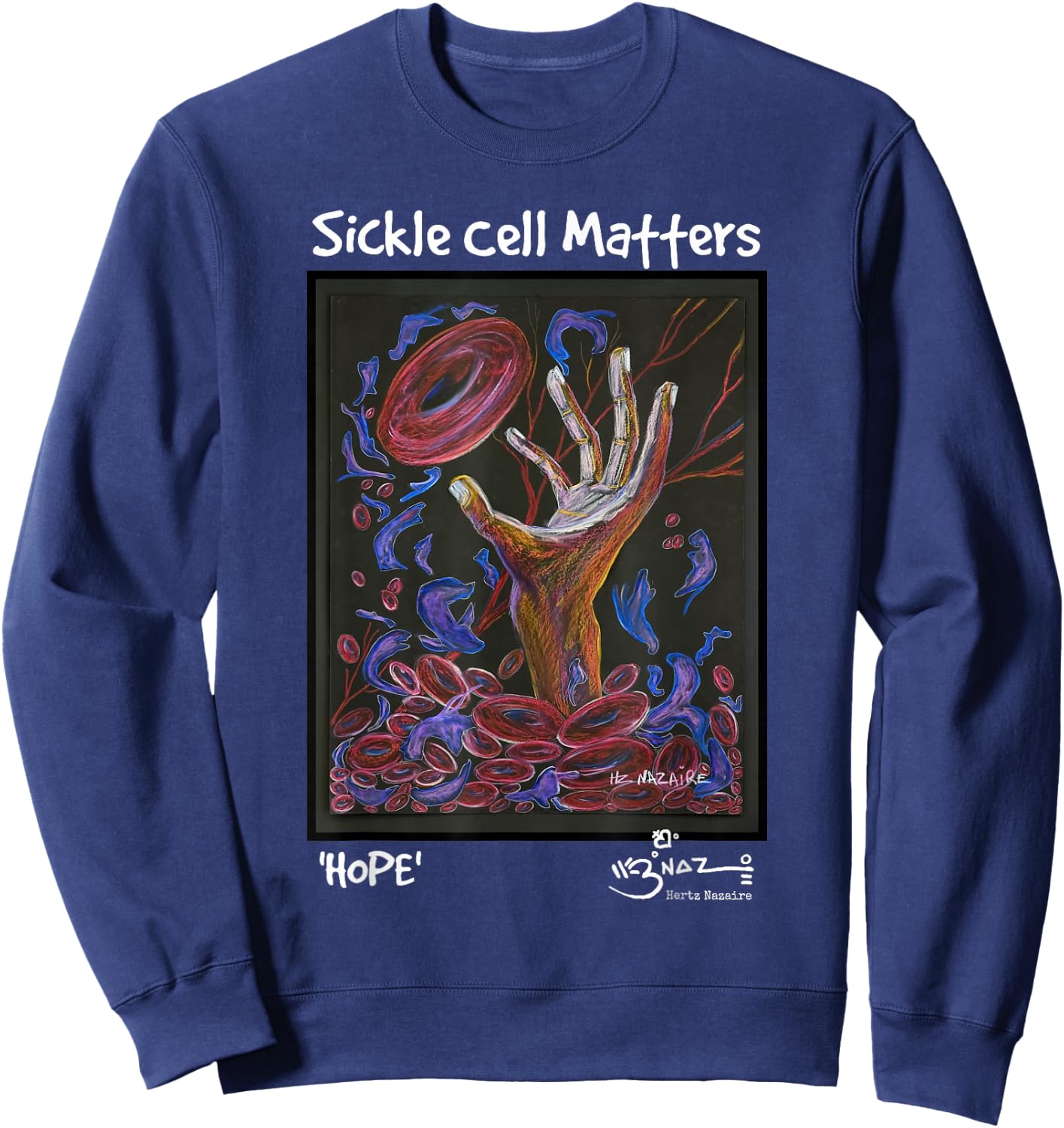 Sickle Cell Matters - Hope Art Sweatshirt - Sweatshirt | Navy