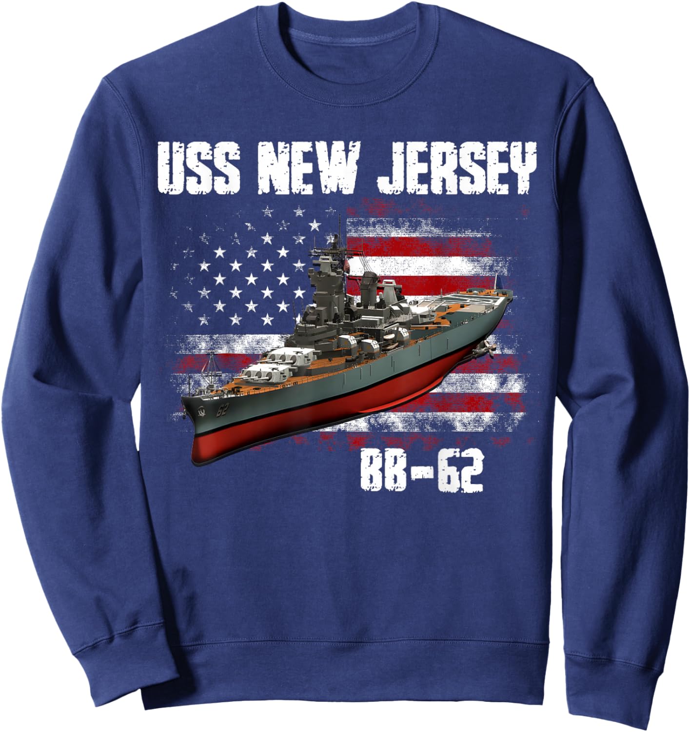 WW2 American Battleship USS New Jersey BB-62 Warship Veteran Sweatshirt - Sweatshirt | Navy