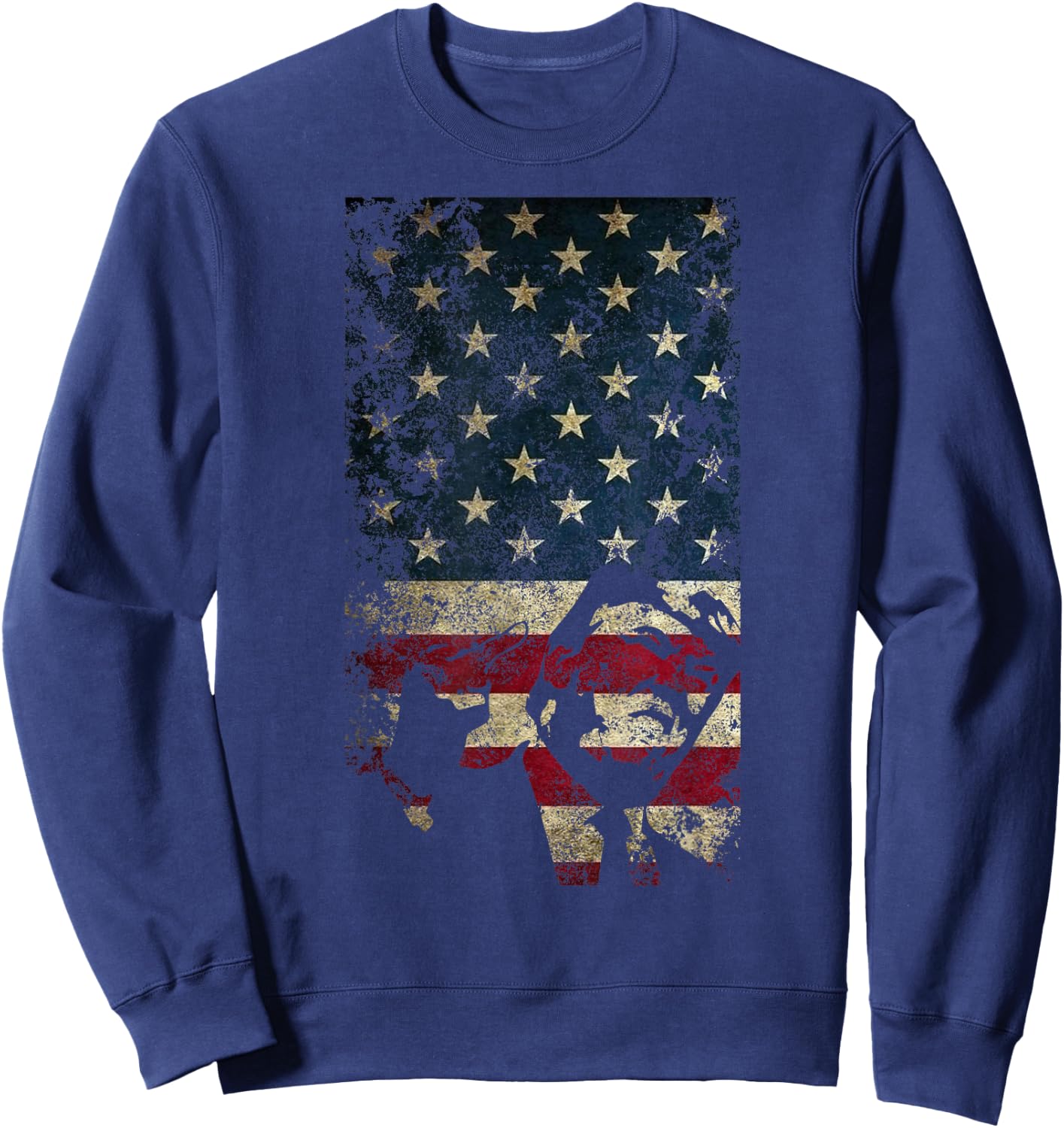 Trump American Flag Patriotic Jersey Politics USA Sweatshirt - Sweatshirt | Navy