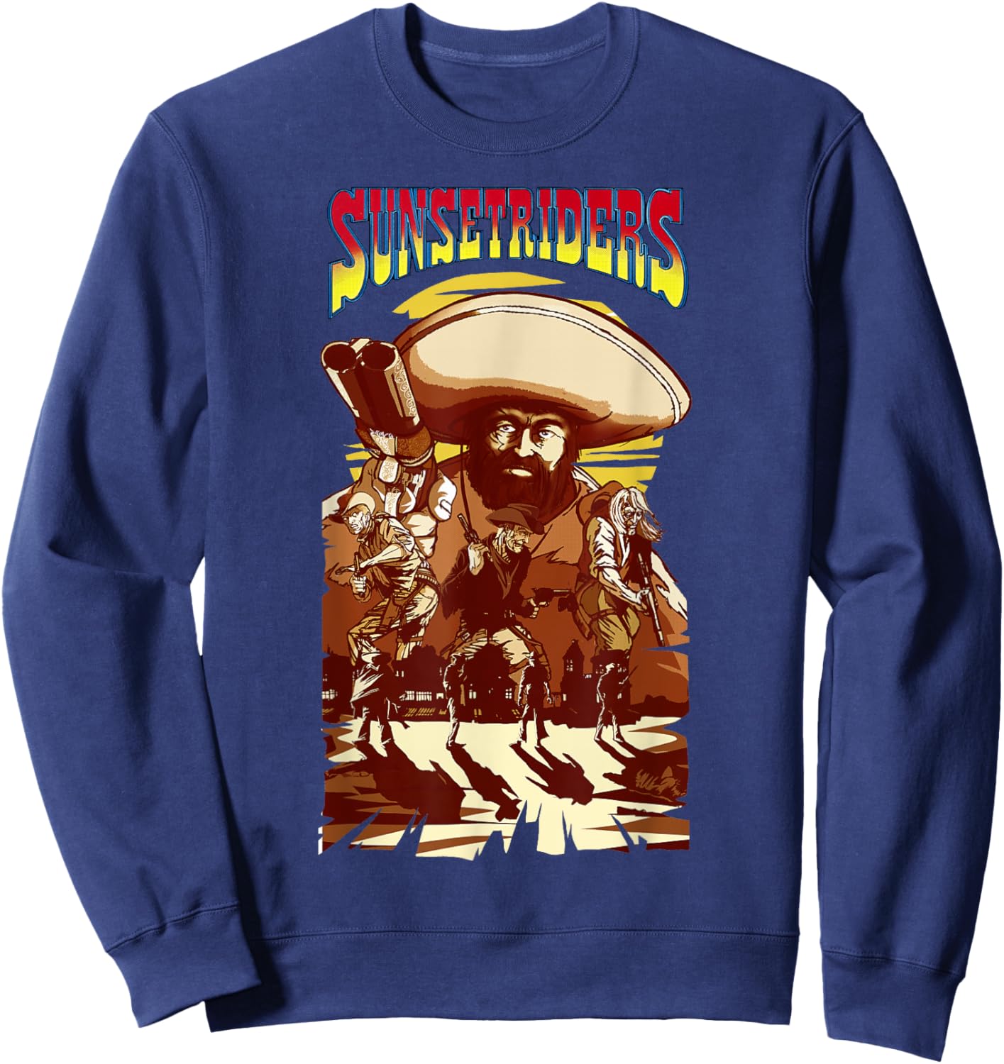 Sunset Riders Poster Movie Custom Wild West Retro Game Sweatshirt - Sweatshirt | Navy