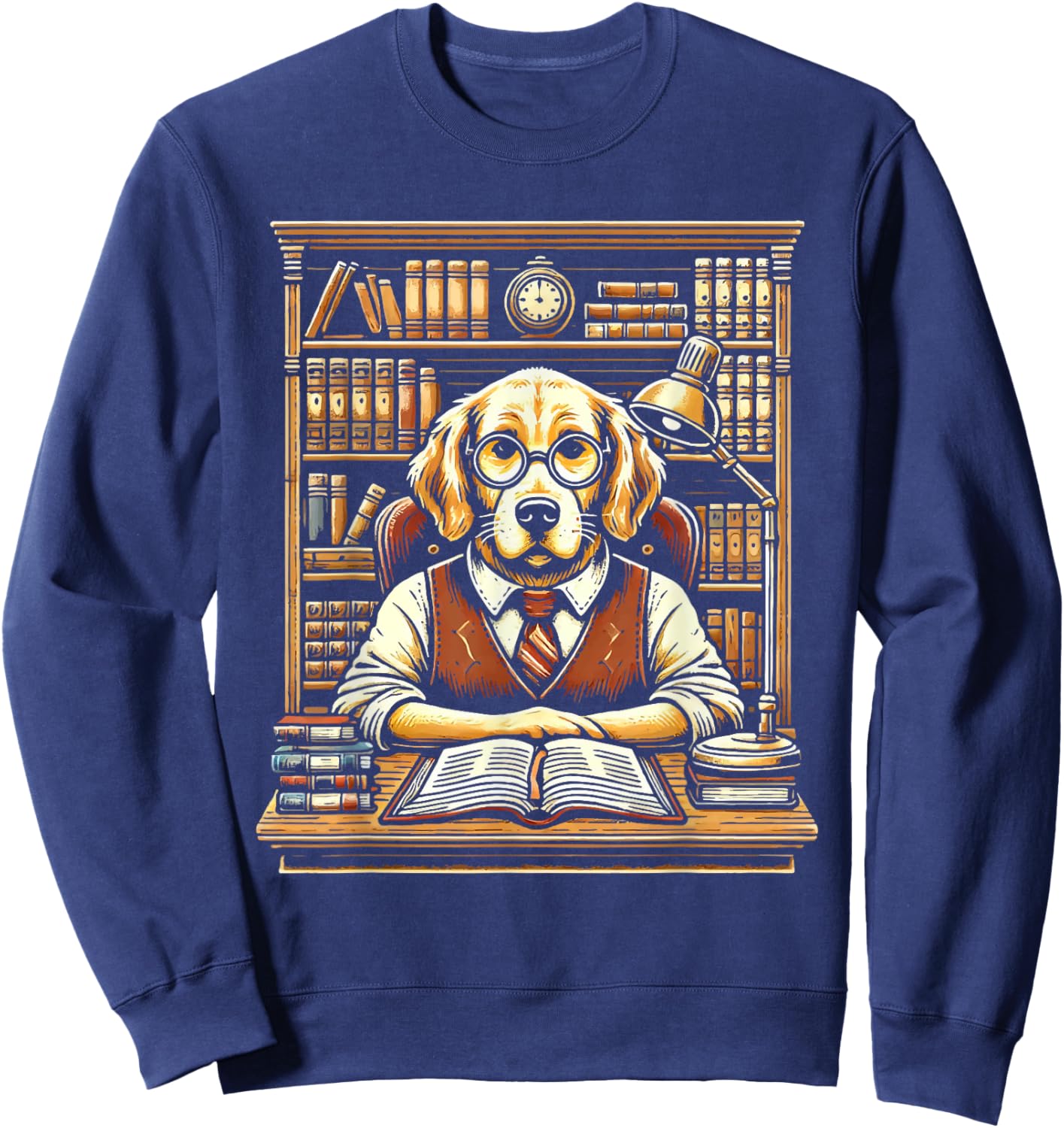 Dog Librarian Library Book Reading Books Bibliophile Sweatshirt - Sweatshirt | Navy