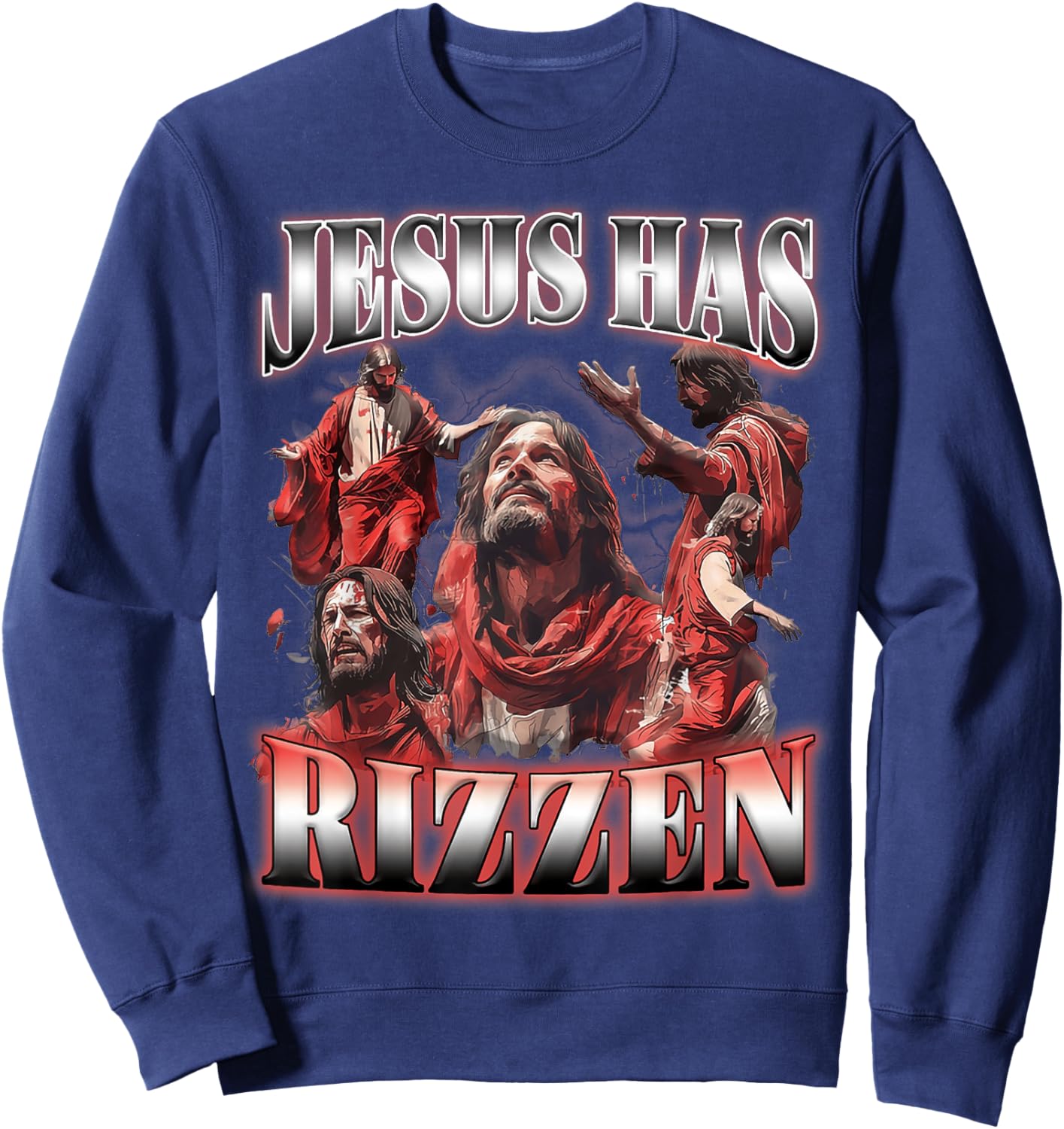 Jesus Has Rizzen Christian Faith Spiritual Humor Matching Sweatshirt - Sweatshirt | Navy