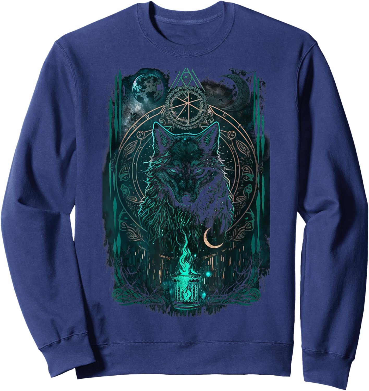 Occult Tarot Card, Gothic Wolf Design, Goth Dark Witchcraft Sweatshirt - Sweatshirt | Navy