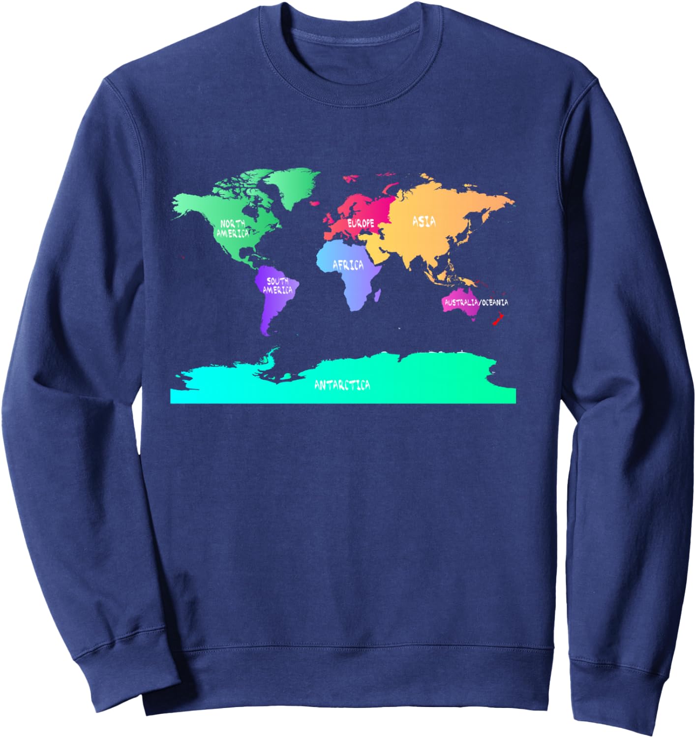 World Map of All Seven Continents Sweatshirt - Sweatshirt | Navy