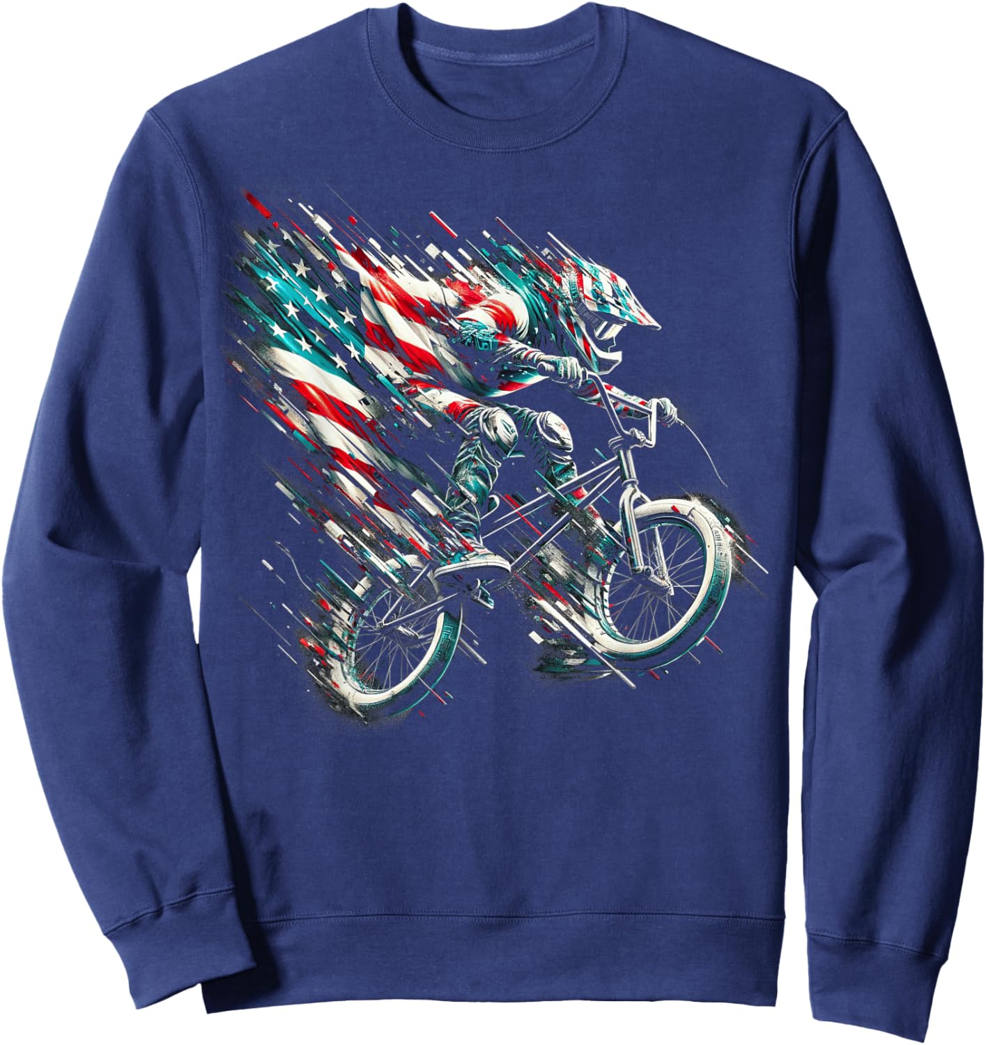 BMX American Flag USA - BMX Vintage Distressed BMX Sweatshirt - Sweatshirt | Navy