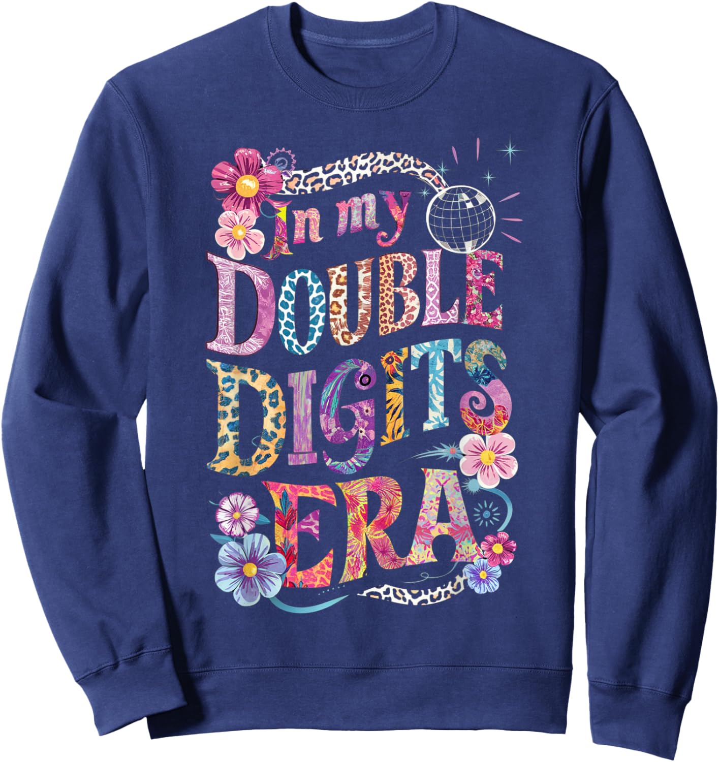 10th Birthday Girl In My Double Digits Era Retro 10 Year Old Sweatshirt - Sweatshirt | Navy