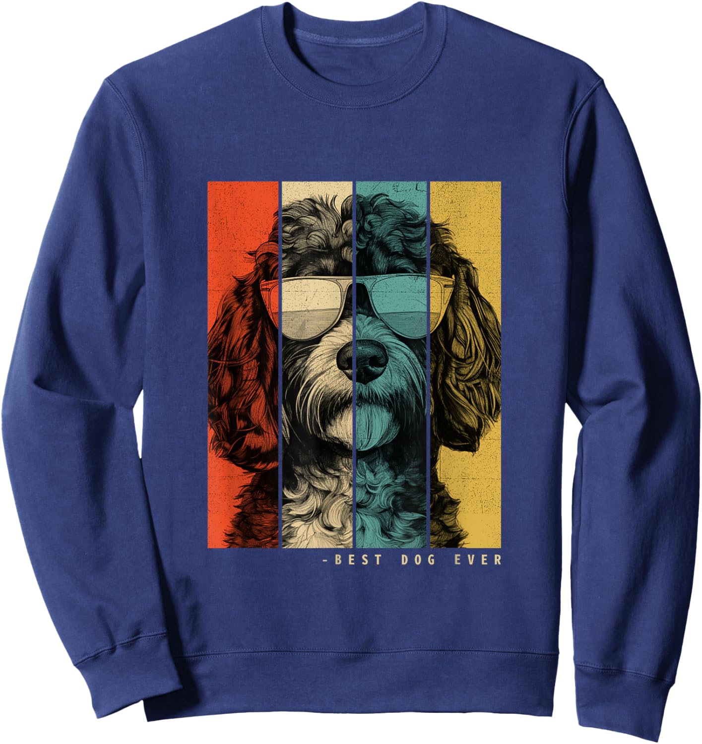 Vintage Cockapoo Dog Mom Dad Kids Men Women Sweatshirt - Sweatshirt | Navy