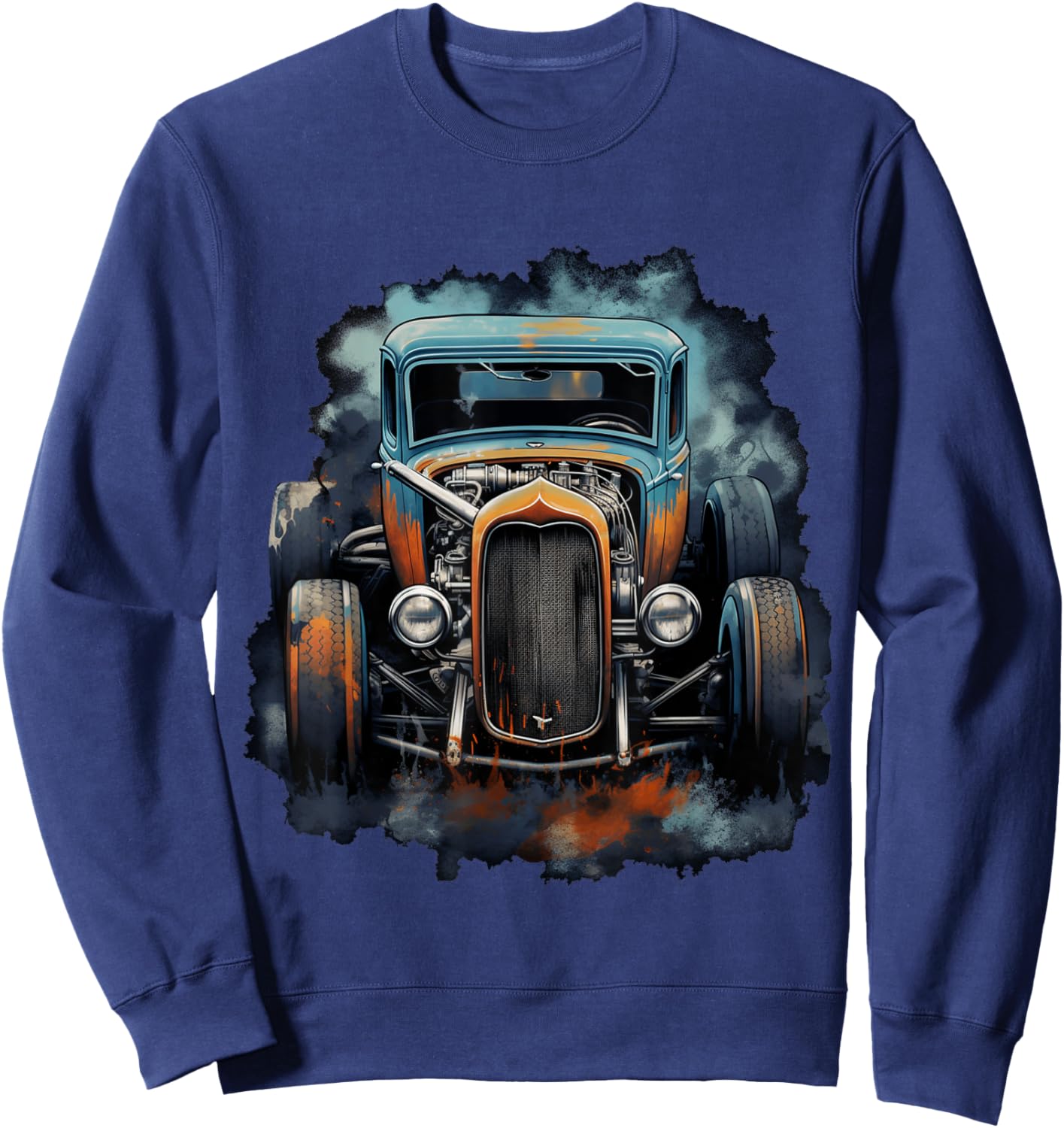 Rust Bucket Hot Rod Rat Rod Vintage Classic Car Men Sweatshirt - Sweatshirt | Navy