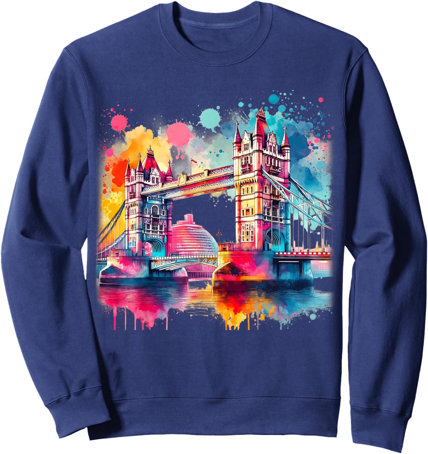 Tower Bridge London Aquarelle colorée London Tower Bridge Sweatshirt - Sweatshirt | Navy