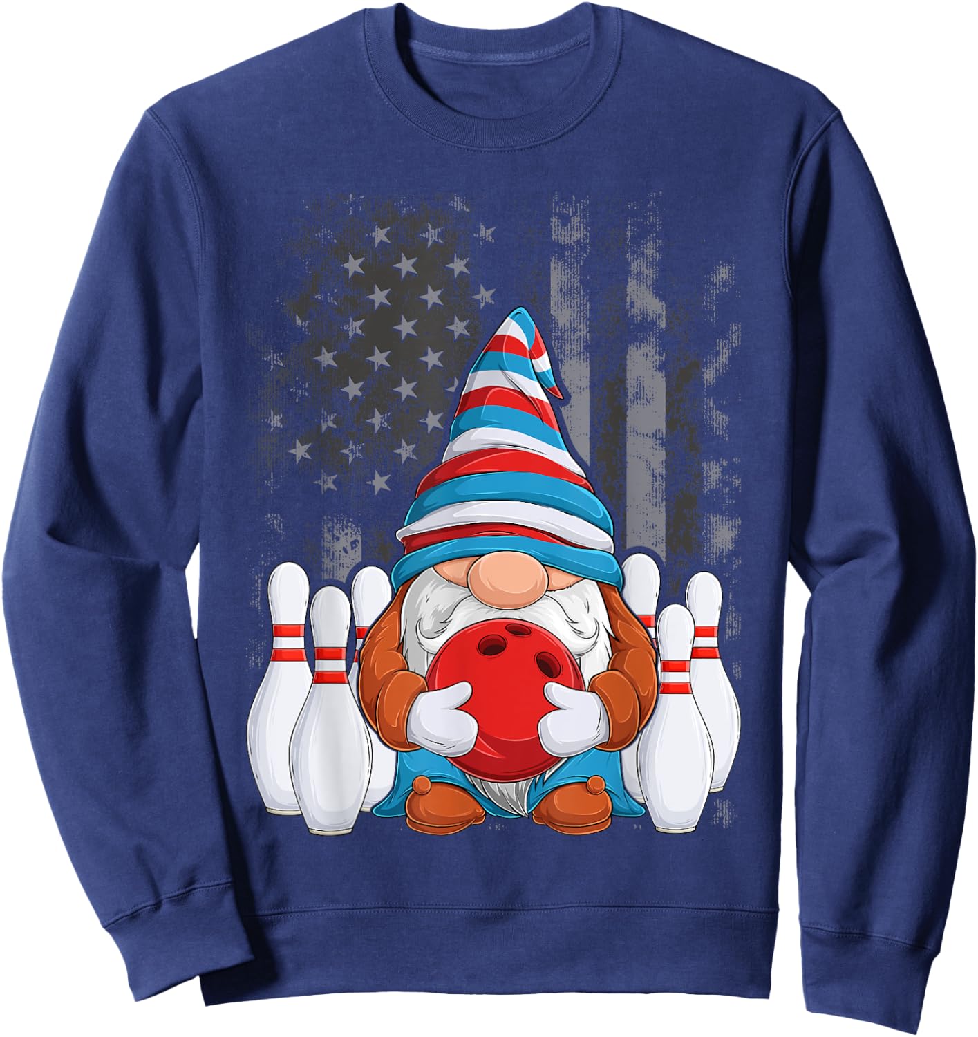 Bowling Gnome Bowling Gnomes Funny Gnome Bowling Sweatshirt - Sweatshirt | Navy