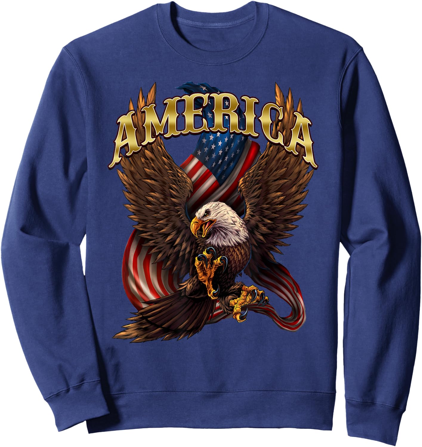 Patriotic America Design With Eagle And American Flag Sweatshirt - Sweatshirt | Navy