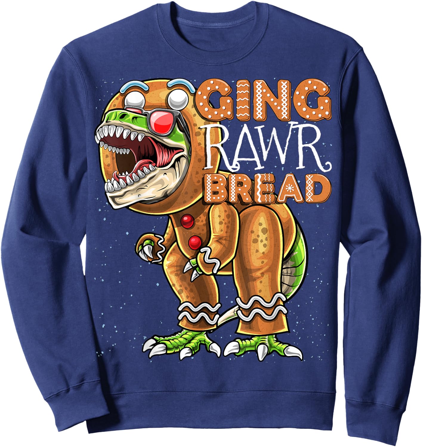 Gingerbread Man Costume Dinosaur Christmas Cookie Gift Kids Sweatshirt - Sweatshirt | Navy