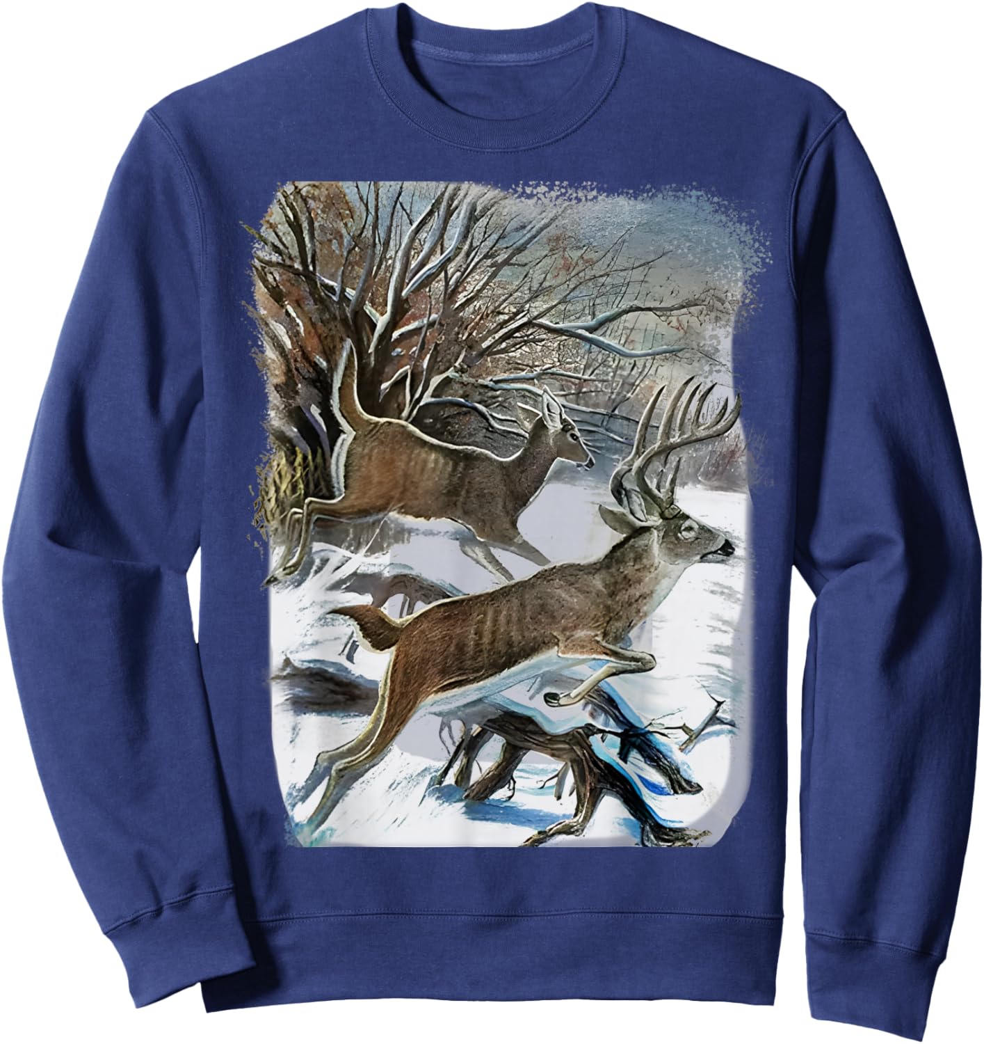 Vintage 90s Whitetail Deer Sweatshirt - Sweatshirt | Navy