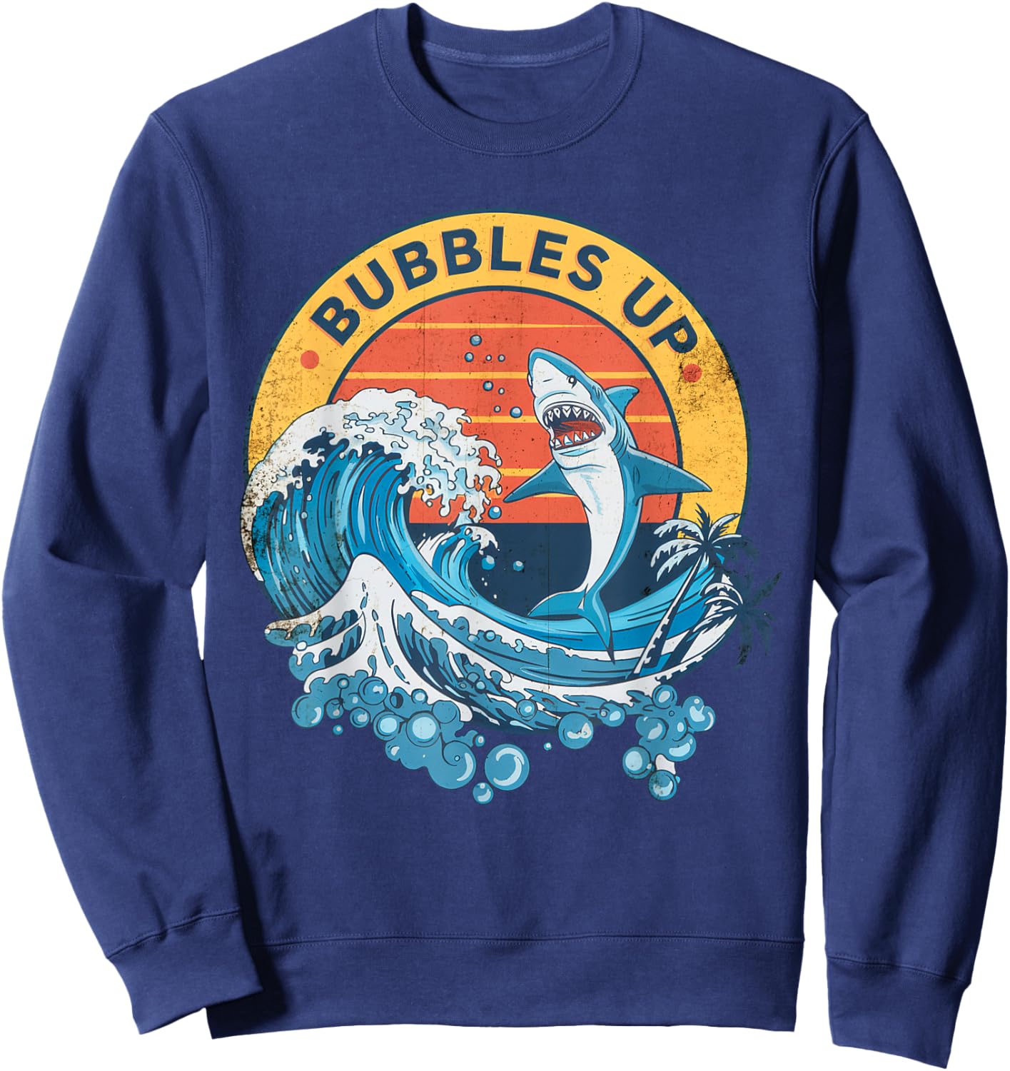 Bubbles Up Vintage Retro Shark Lover Women Sweatshirt - Sweatshirt | Navy