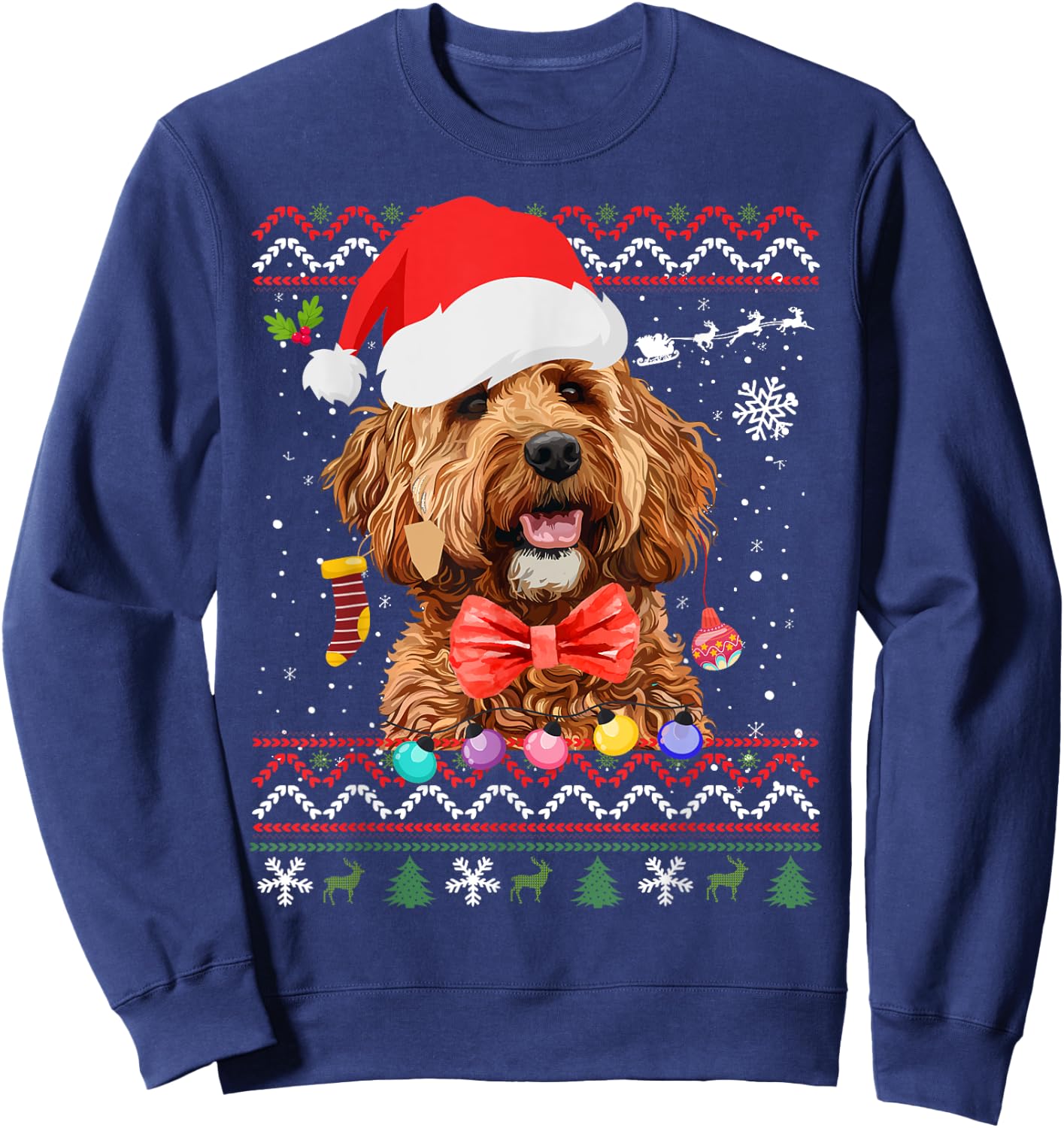 Cavapoo Christmas Outfit Idea & Christmas Cavapoo Sweatshirt - Sweatshirt | Navy