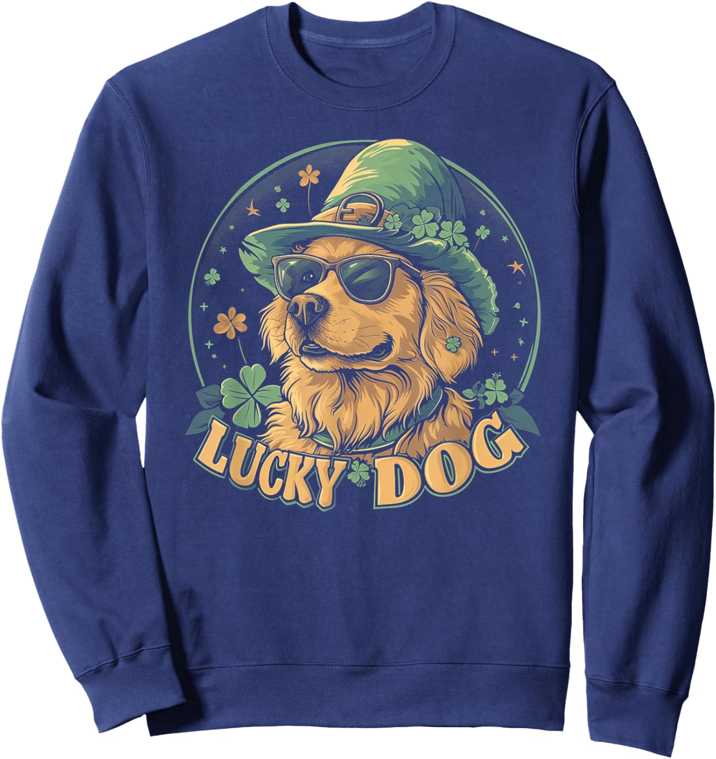 Golden Retriever Dog - St. Patrick's Day Saint Paddy's Irish Men Women Kids Sweatshirt - Sweatshirt | Navy
