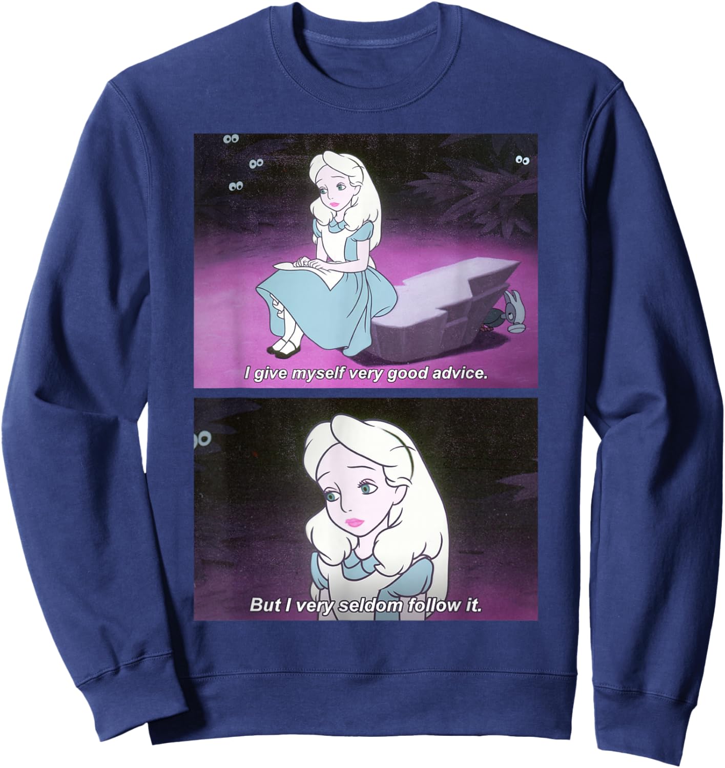 Disney Alice In Wonderland I Give Good Advice Panels Sweatshirt - Sweatshirt | Navy