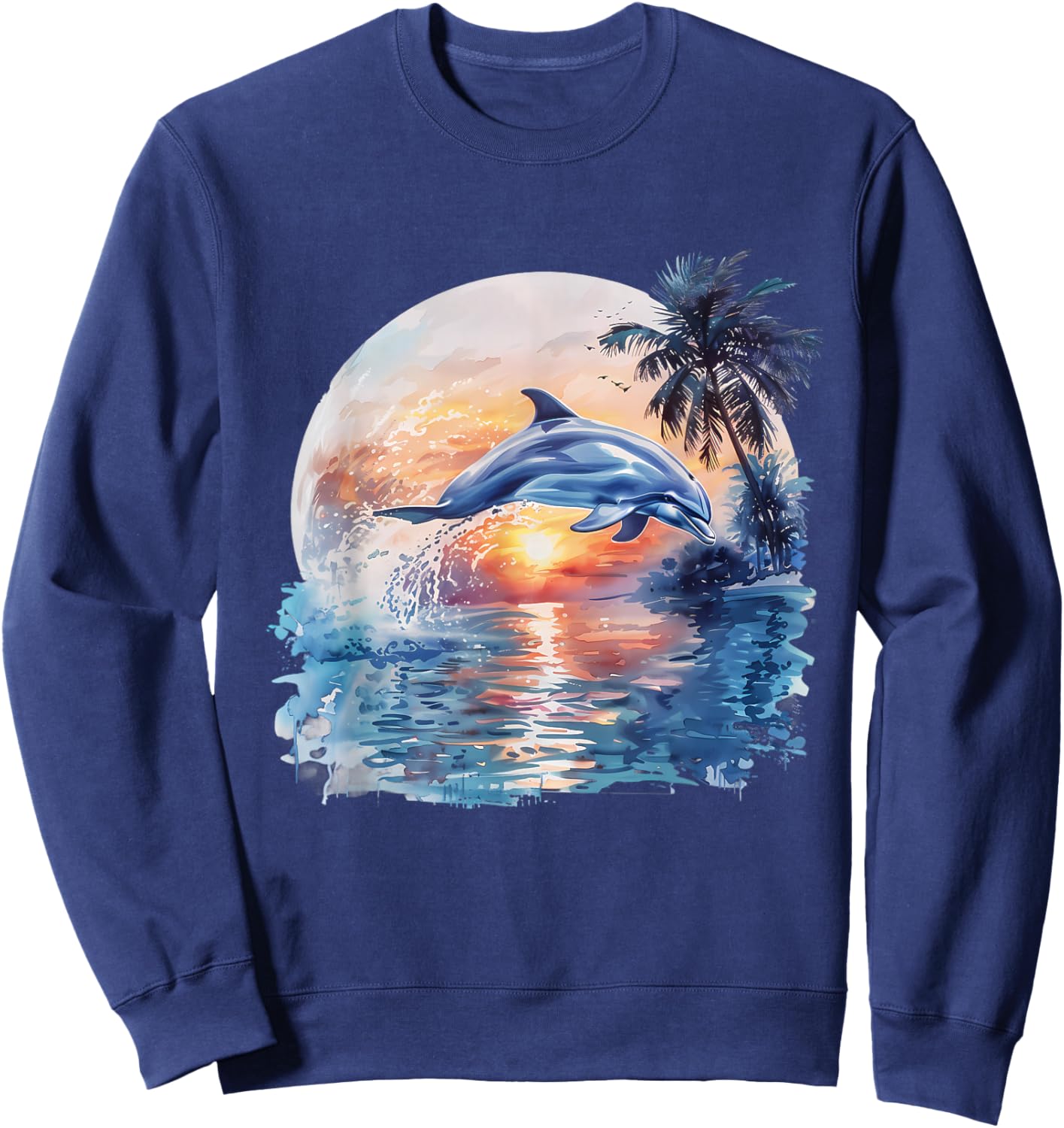 Dolphin Sunset Ocean Sea Dolphin Sea Ocean Animal Lover Sweatshirt - Sweatshirt | Navy