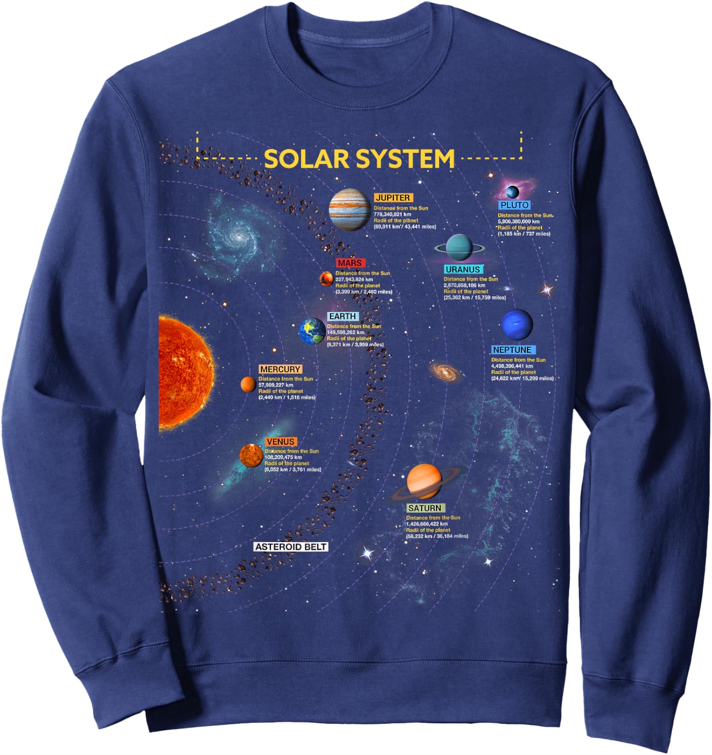 Solar System T Shirt - Perfect Space Enthusiasts Gift Sweatshirt - Sweatshirt | Navy