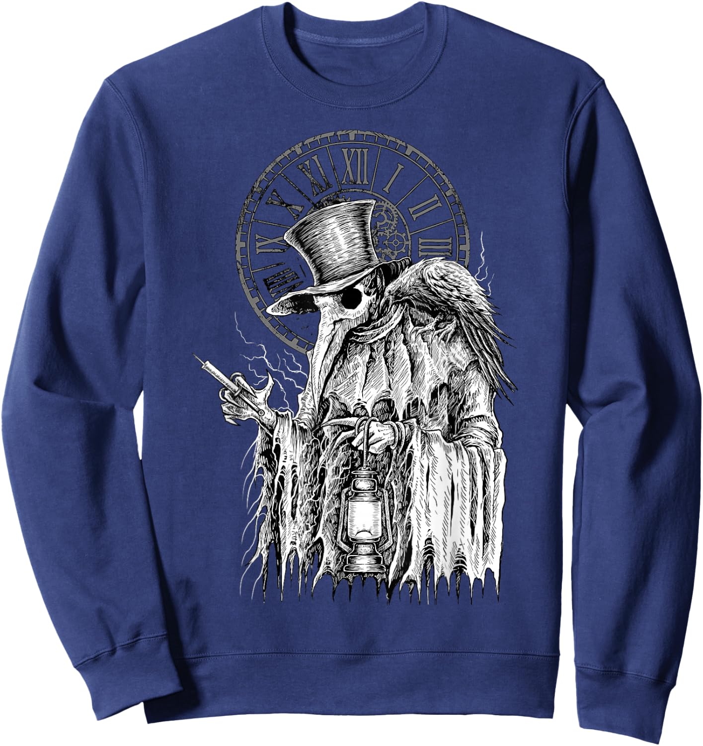 Plague Doctor Death Virus with Raven Sweatshirt - Sweatshirt | Navy