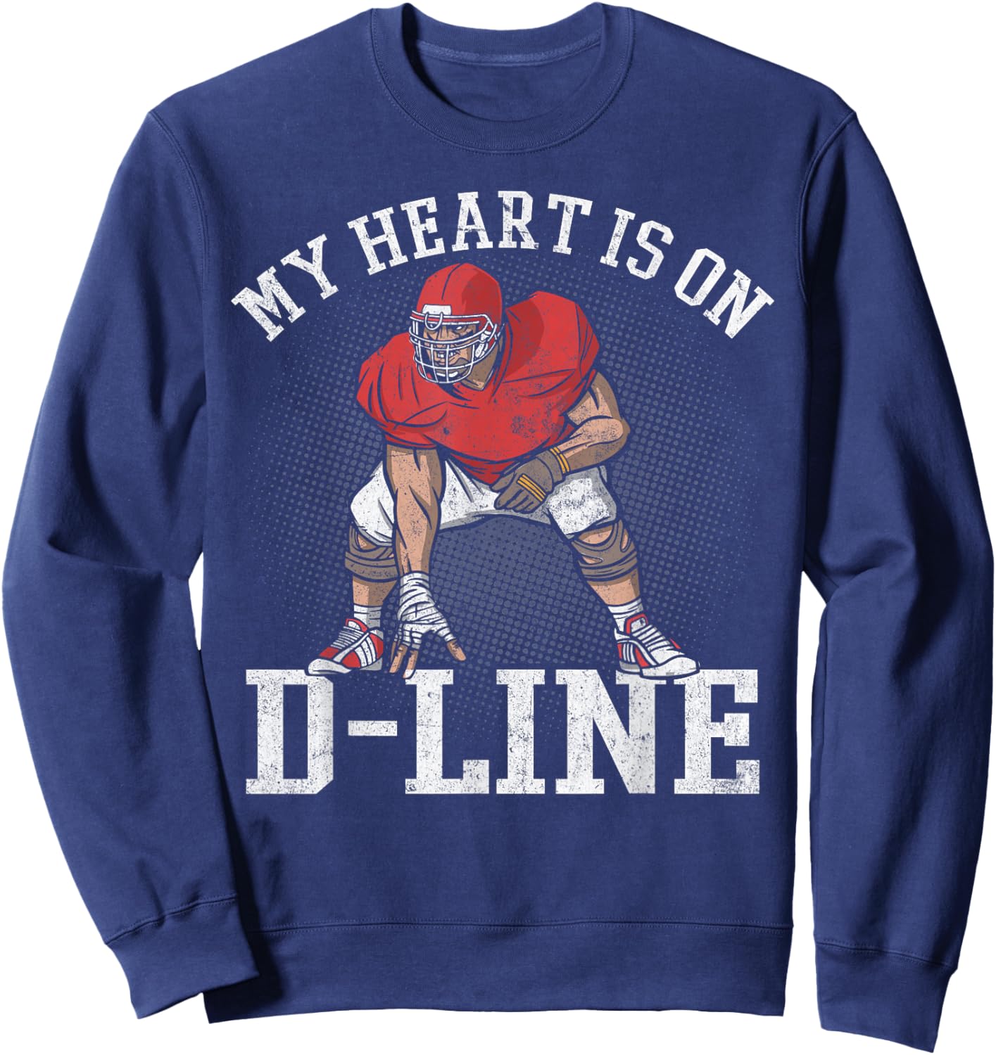 My Heart Is On D-Line Lineman Vintage Distressed Apparel Sweatshirt - Sweatshirt | Navy