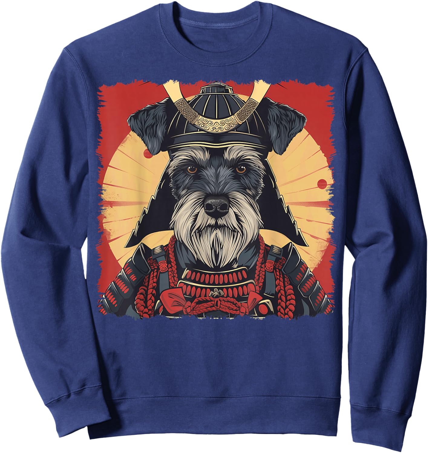 Miniature Schnauzer Dog Japanese Art Samurai Ukiyo-e Vintage Sweatshirt - Sweatshirt | Navy